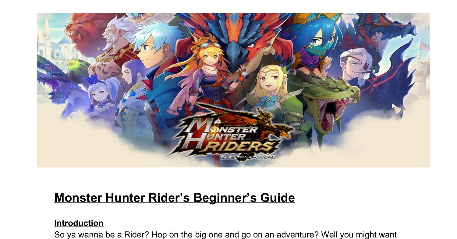 monster hunter riders monster list
