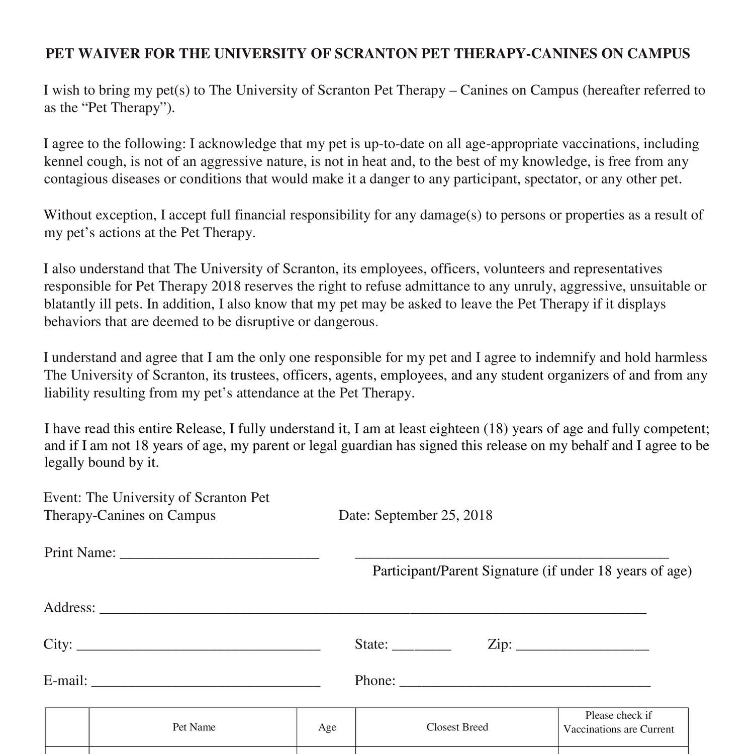 pet therapy waiver for dog.pdf DocDroid