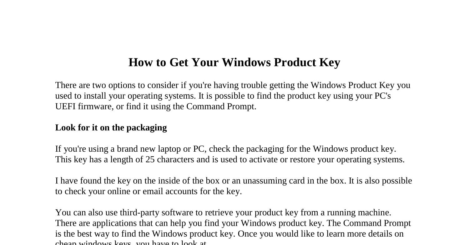 How To Get Your Windows Product Key pdf DocDroid