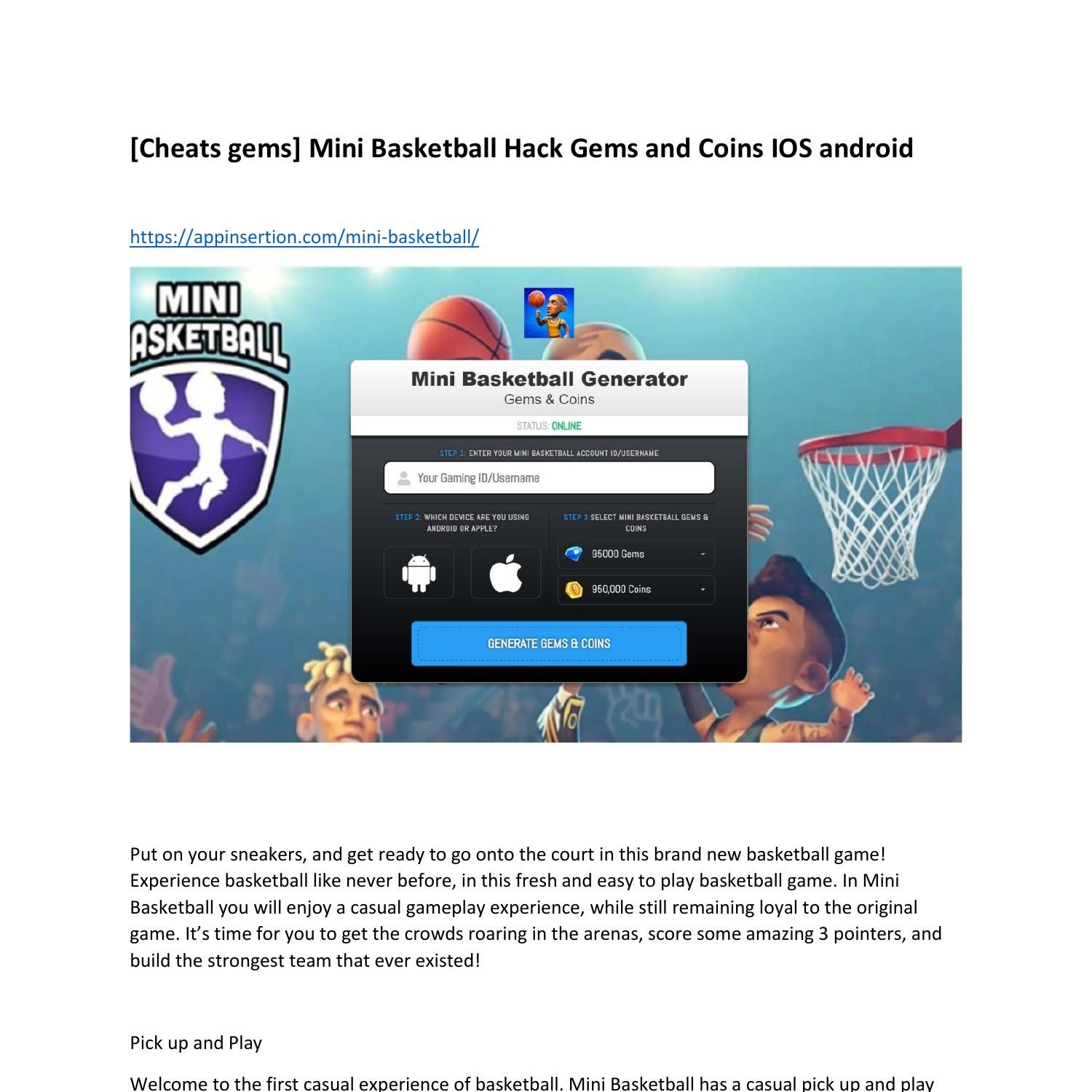 Cheats gems] Mini Basketball Hack Gems and Coins IOS android.pdf | DocDroid