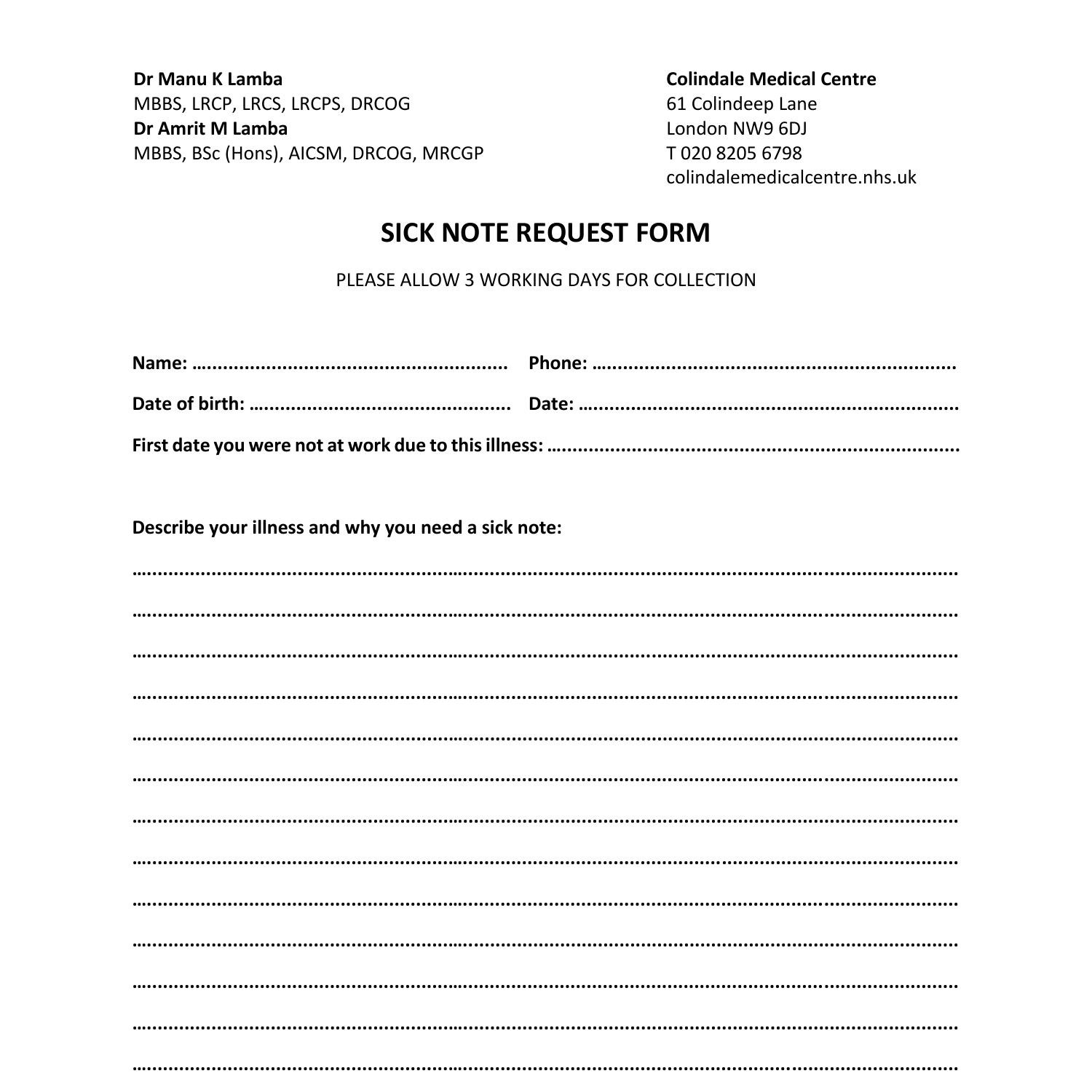 Sick Note Request Form.pdf | DocDroid