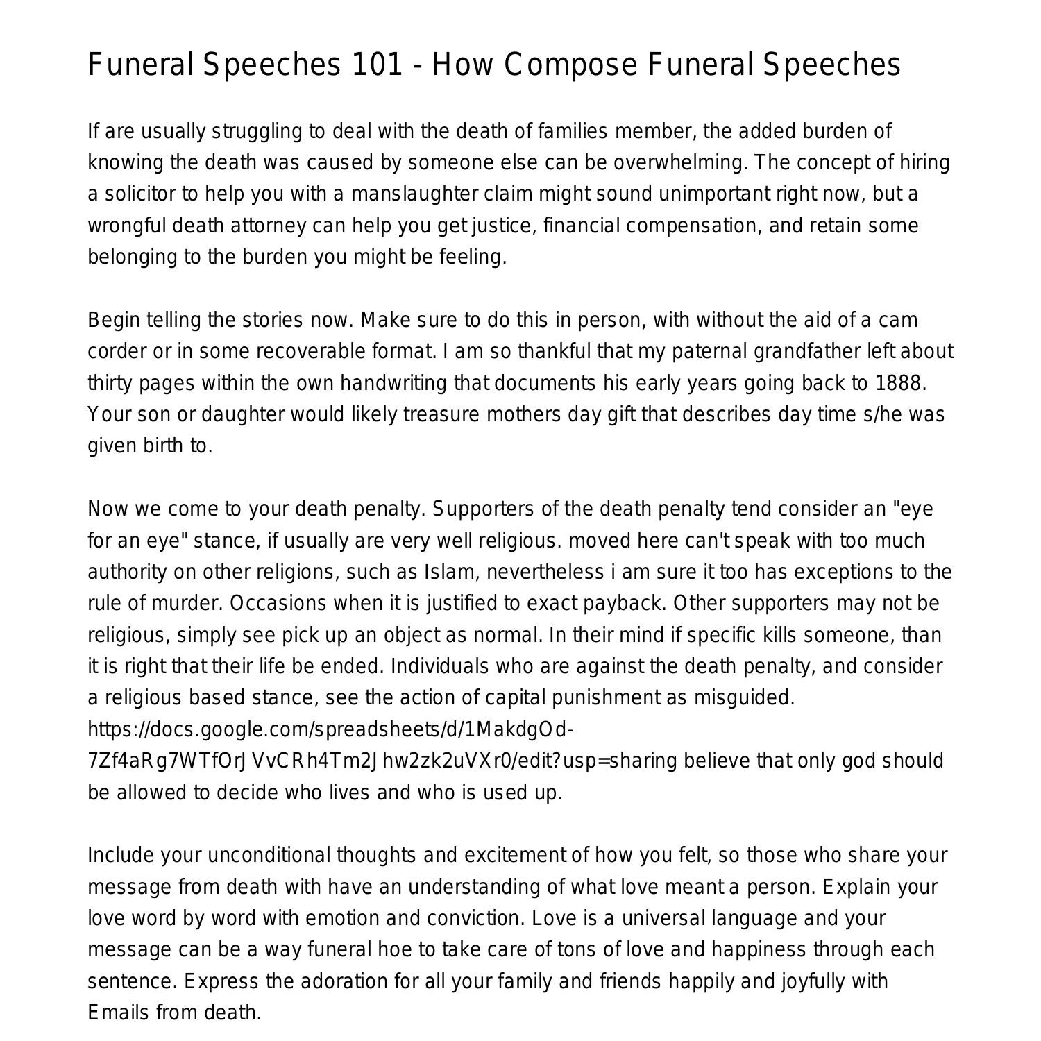 how to give a speech at funeral