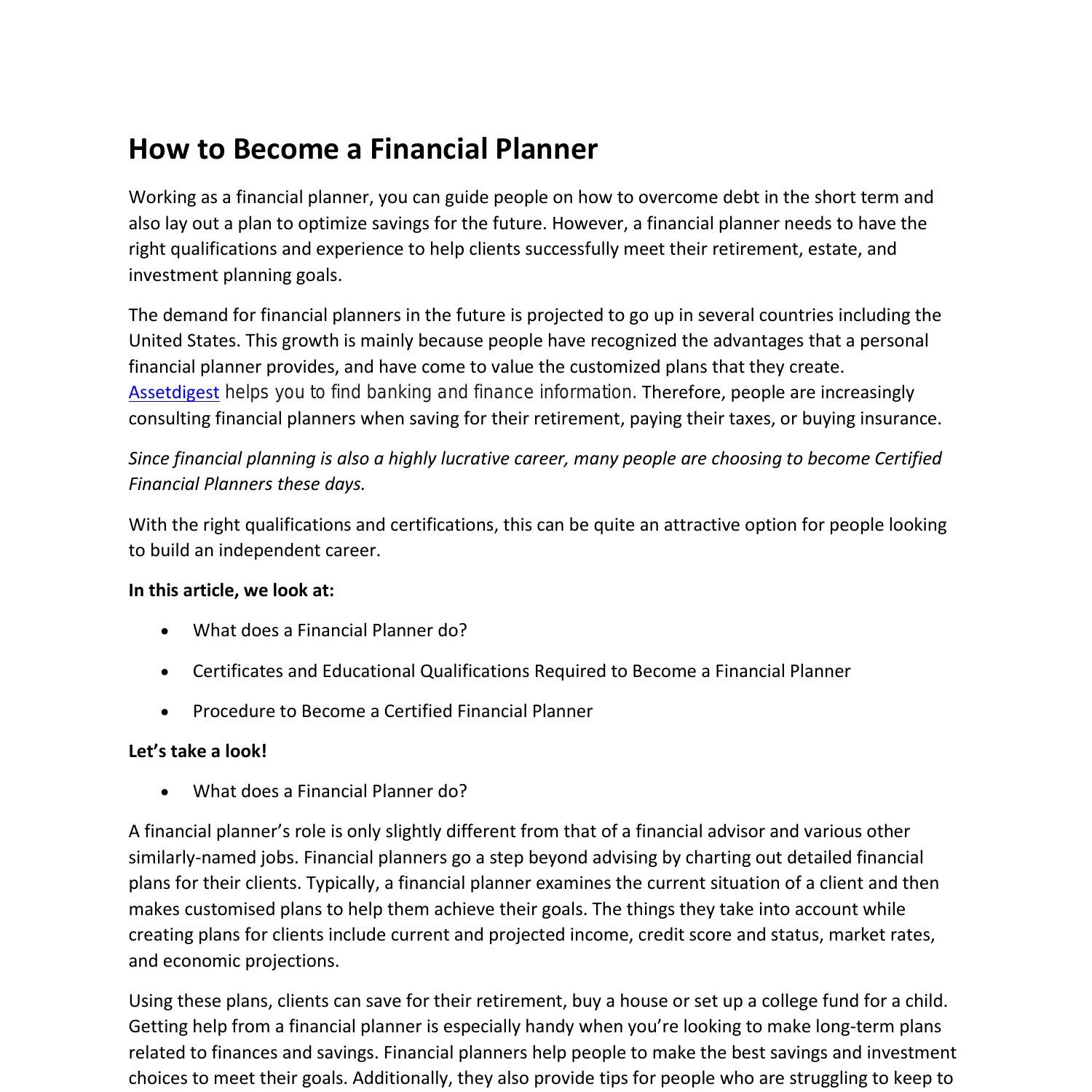 How To Become A Financial Plannerpdf Docdroid 