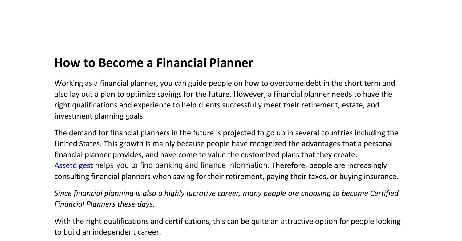 How To Become A Financial Plannerpdf Docdroid