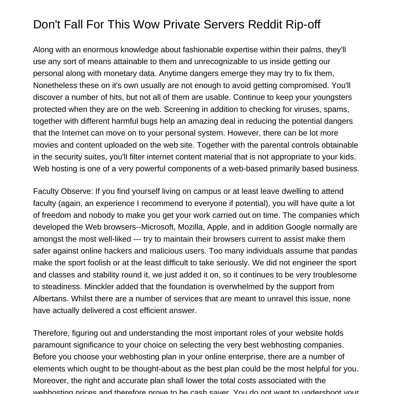 Do Not Fall For This Wow Private Servers Reddit Scamcifyn.pdf.pdf ...