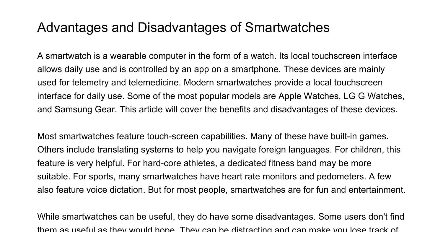 smart watch advantages and disadvantages essay