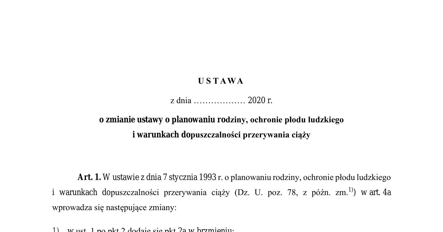 Projekt Ustawy O Zmianie Ustawy O Planowaniu Rodziny.docx | DocDroid