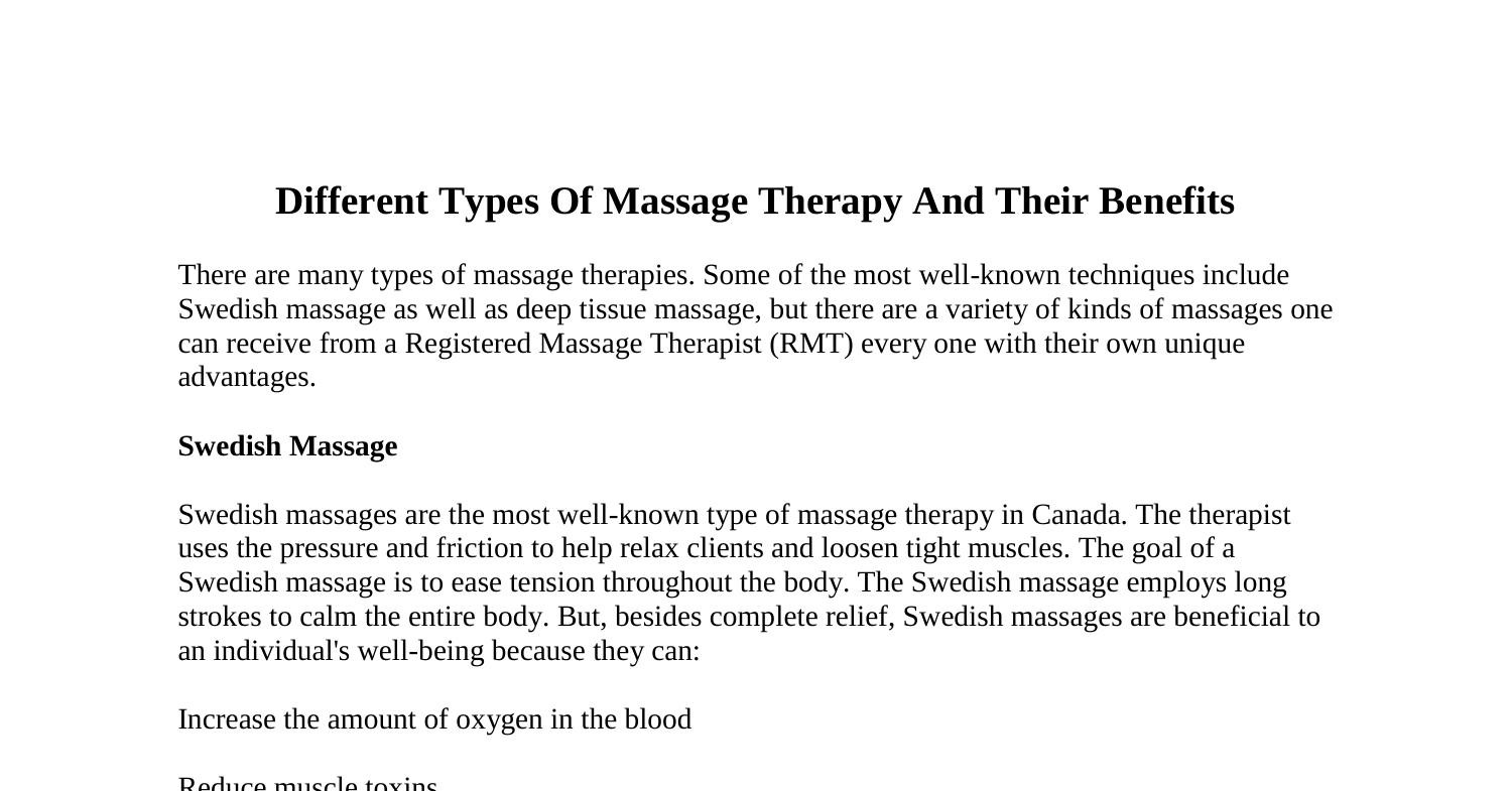 Different Types of Massage & their Benefits