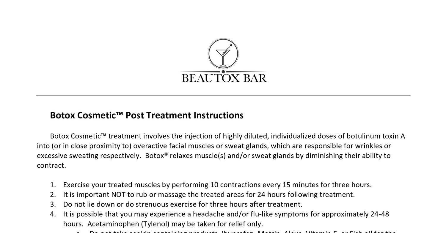 Botox Cosmetic Post Treatment Instructions.pdf | DocDroid