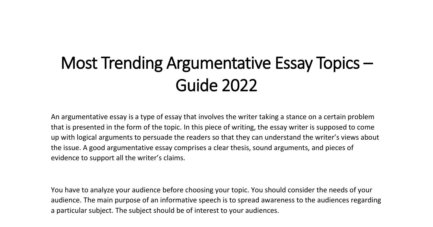 argumentative essay topics high school 2022