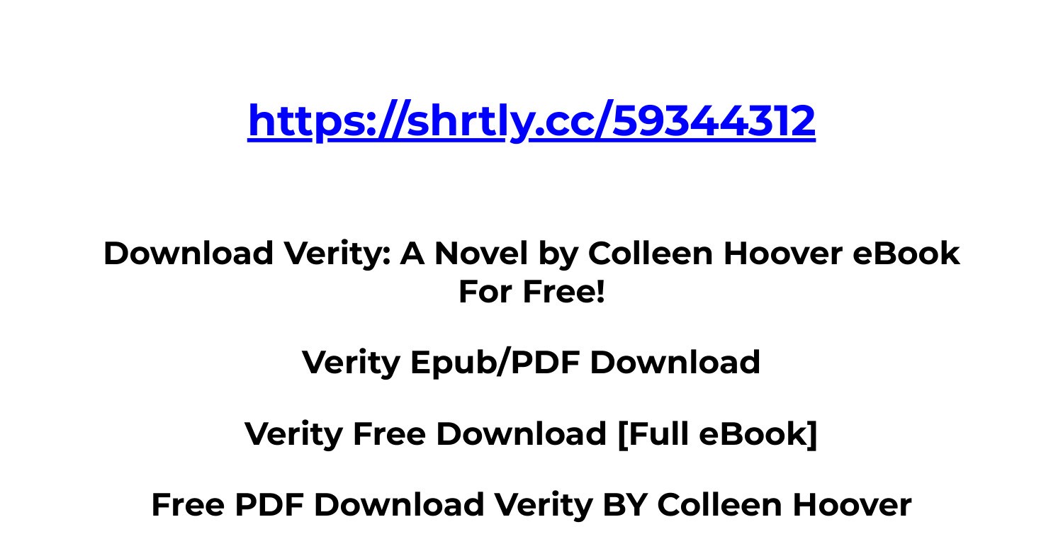 Verity by Colleen Hoover - Digital PDF Edition