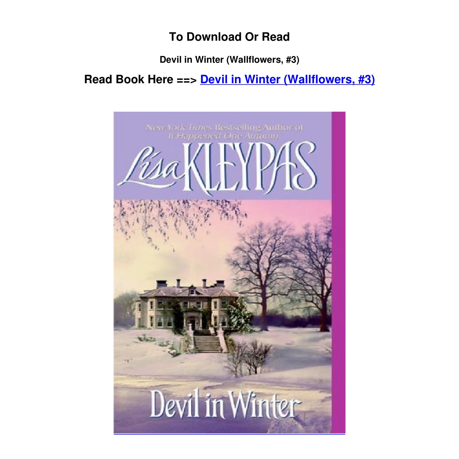 Pdf Download Devil In Winter Wallflowers 3 BY Lisa Kleypas.pdf | DocDroid