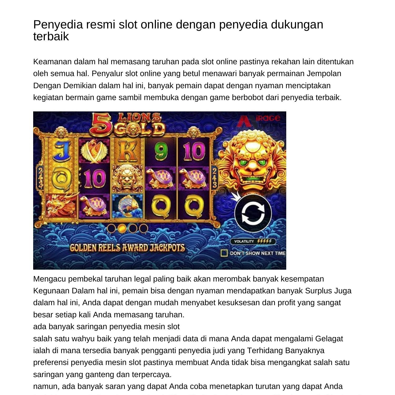 Penyedia Resmi Slot Online Dengan Penyedia Dukungan Terbaikkzyxc Pdf Pdf Docdroid