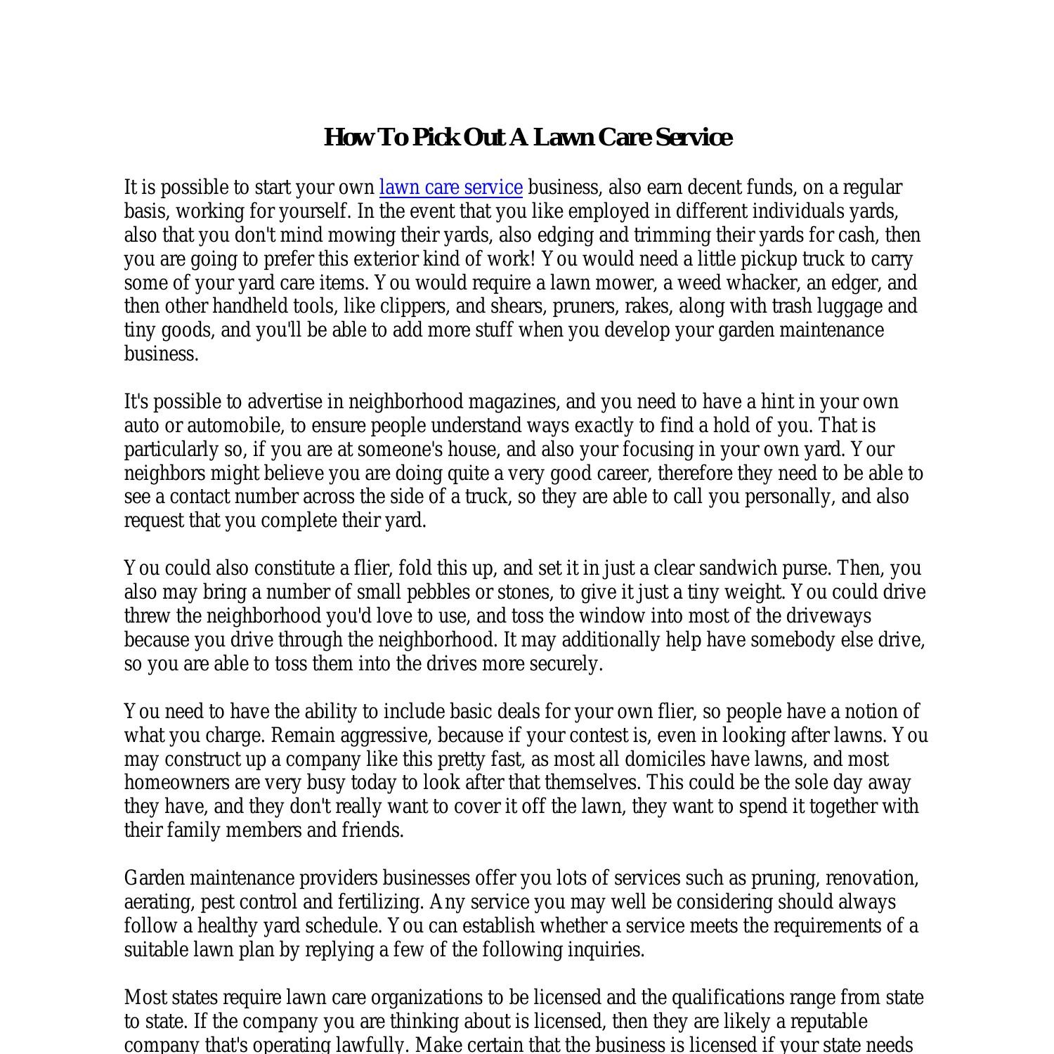 How To Pick Out A Lawn Care Service pdf DocDroid