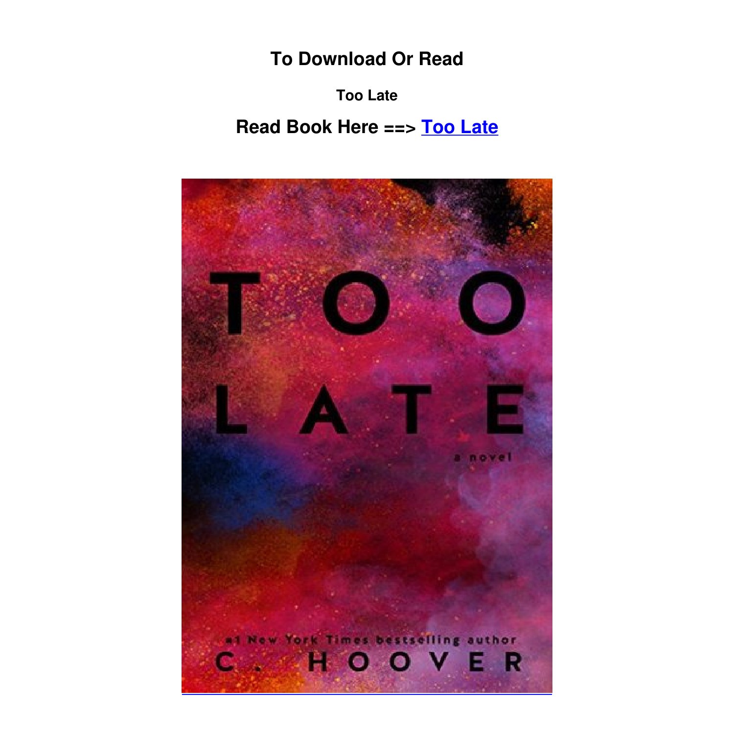 too late colleen hoover book reviews