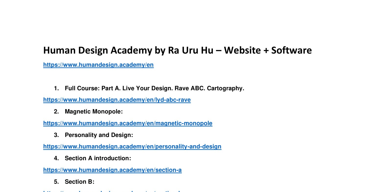 Human Design Academy By Ra Uru Hu – Link Website.pdf | DocDroid