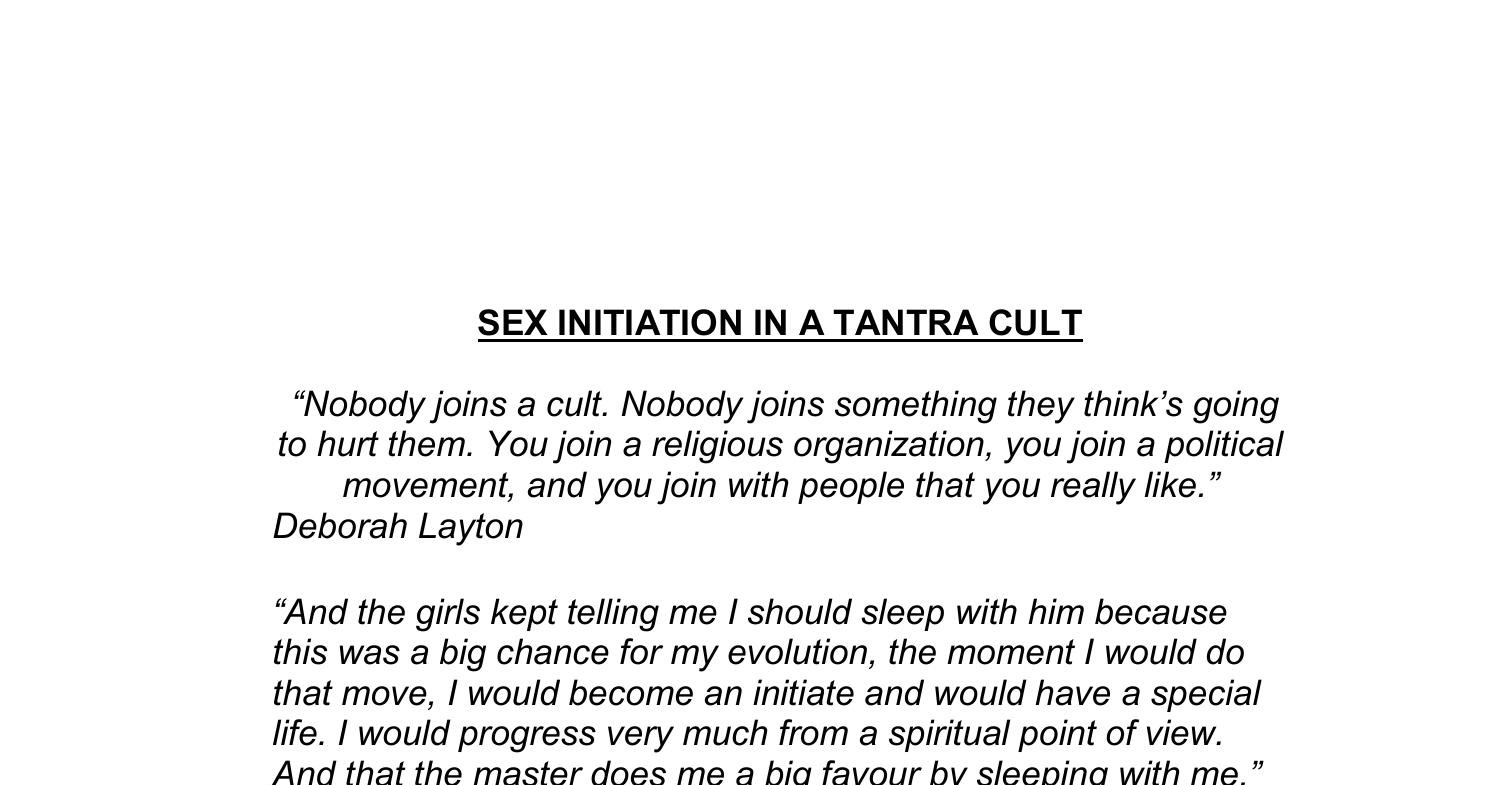 Sex Initiation In A Tantra Cult Pdf Docdroid