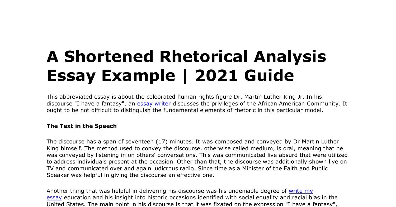 A Shortened Rhetorical Analysis Essay Example pdf DocDroid