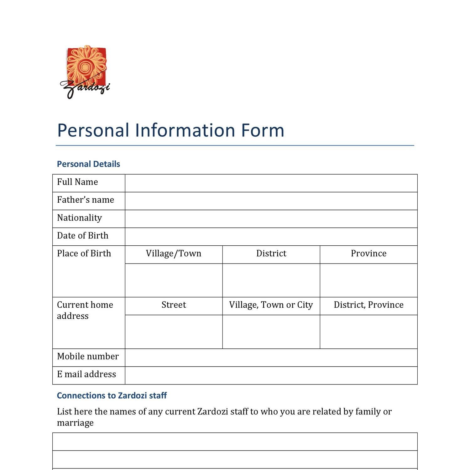 Form 4 5 Personal Information Form pdf DocDroid