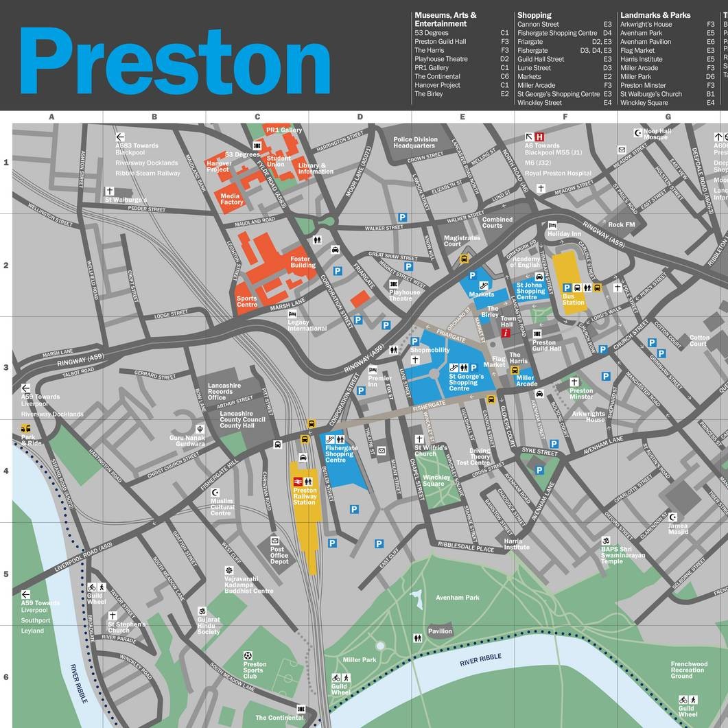 Preston Town Centre Map