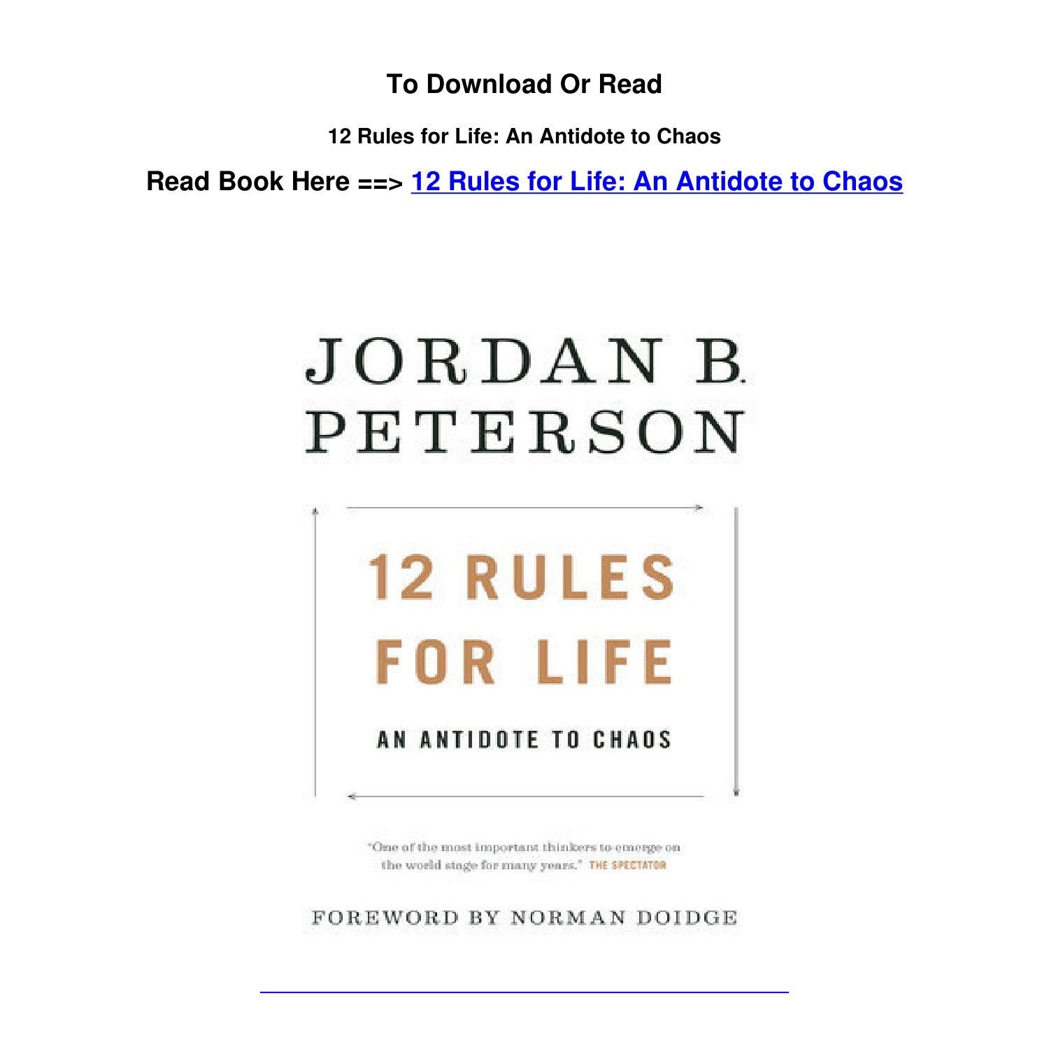 Download Pdf 12 Rules For Life An Antidote To Chaos By Jordan B ...