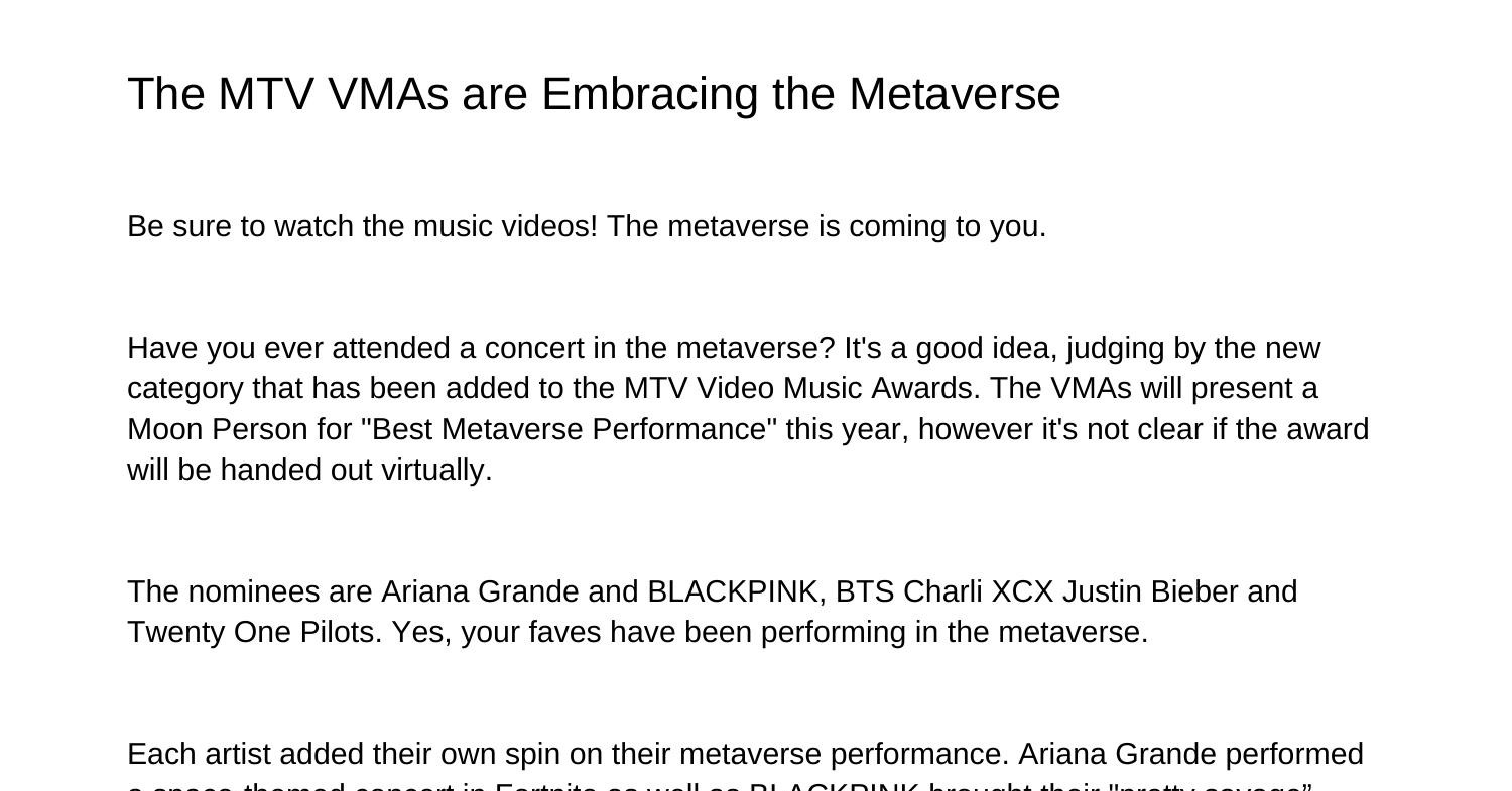 The MTV VMAs are Embracing The Metaversepxsyp.pdf.pdf DocDroid