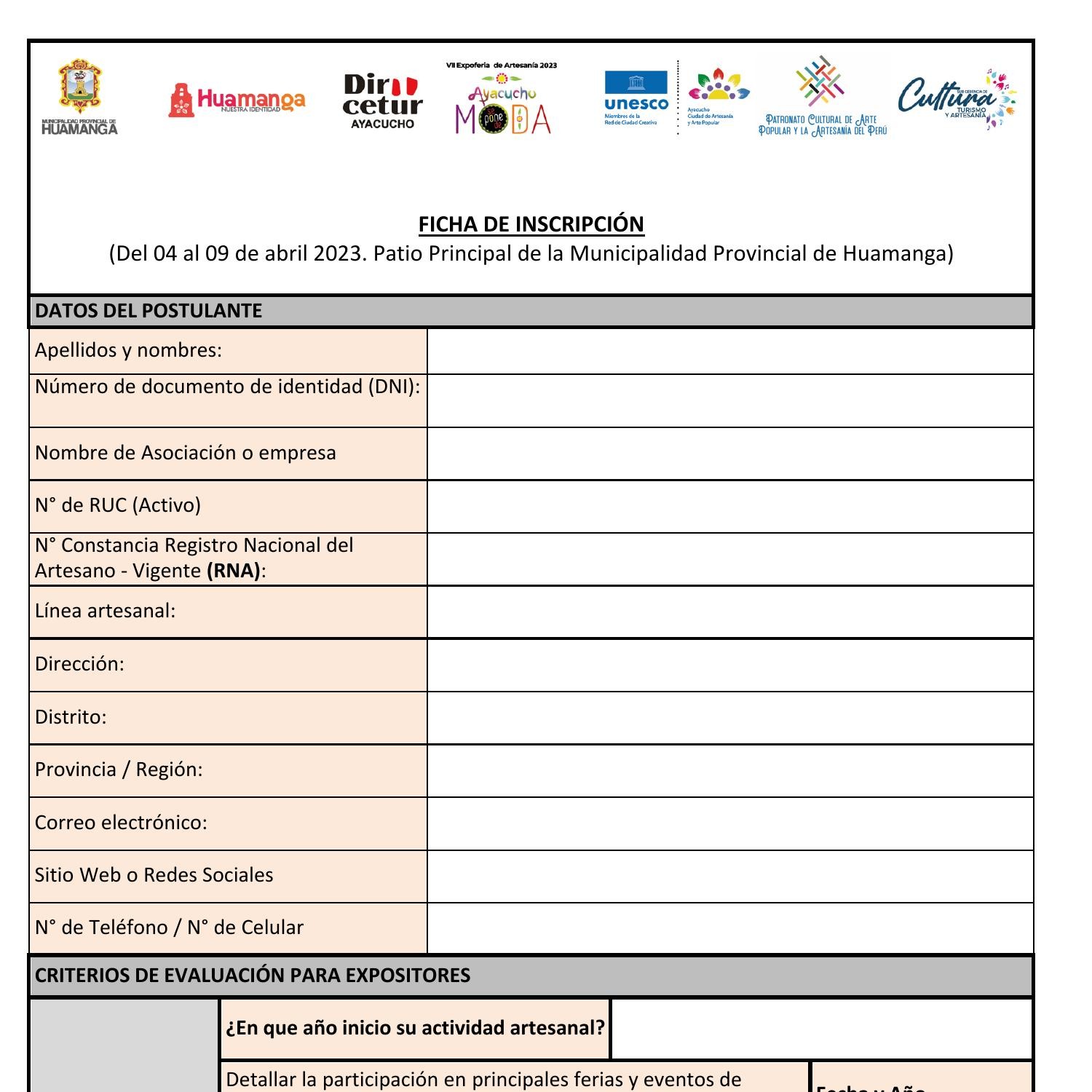 Ficha De Inscripcion Ayacuchoseponedemoda 2023pdf Docdroid 1460