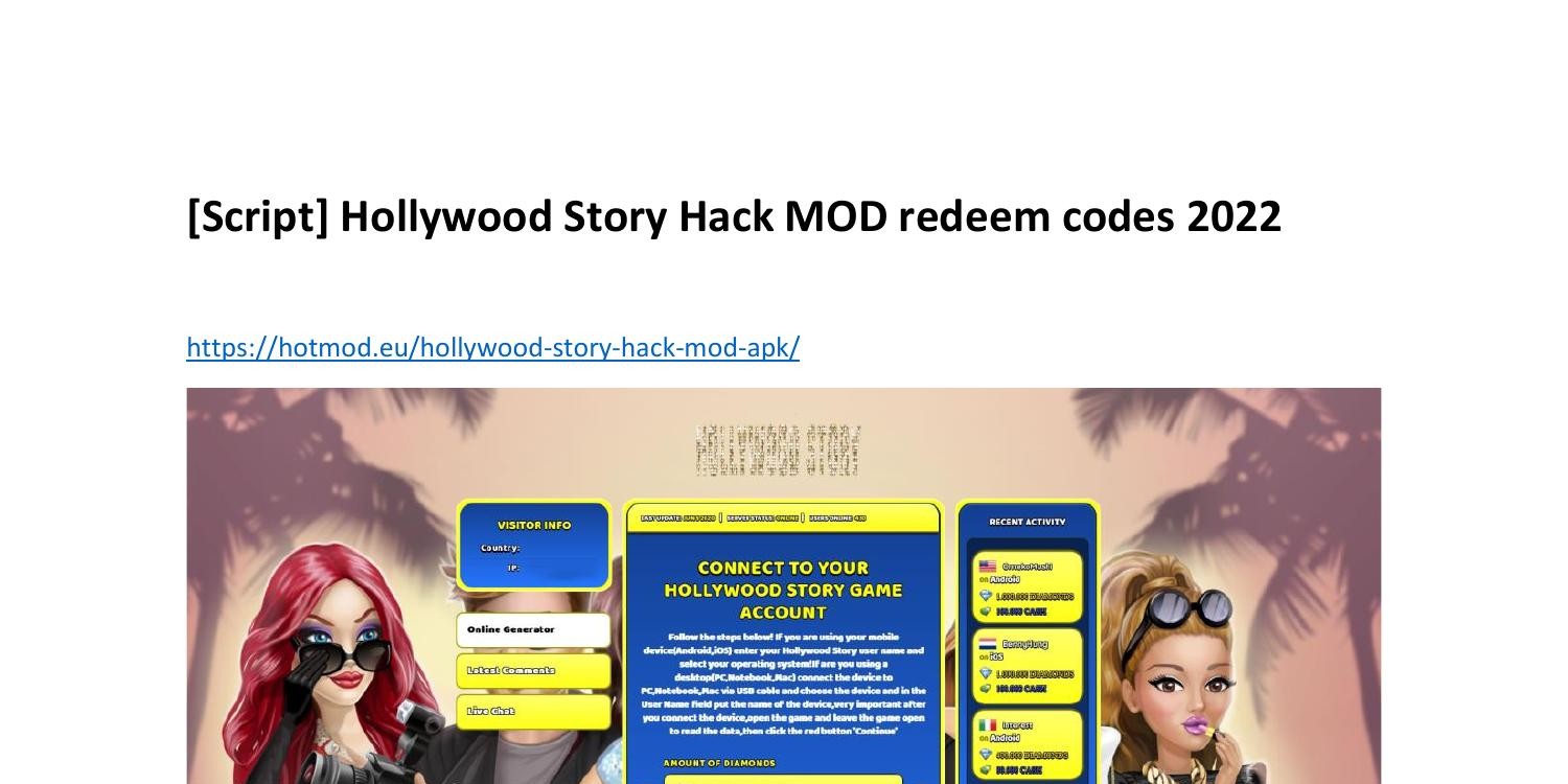 Script] Hollywood Story Hack MOD redeem codes 2022.pdf | DocDroid