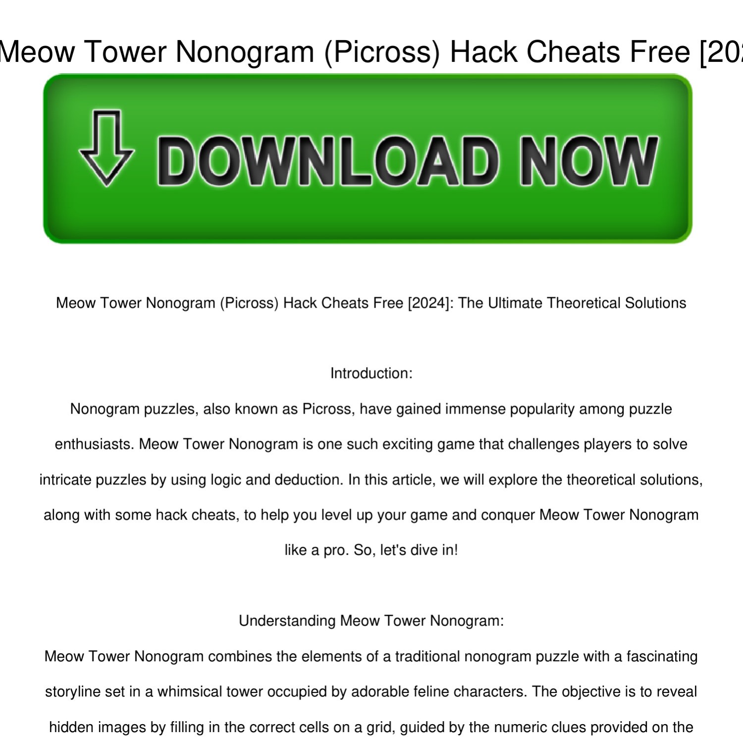 Meow-Tower-Nonogram-(Picross)-Hack-Cheats-Free-[2024].pdf | DocDroid