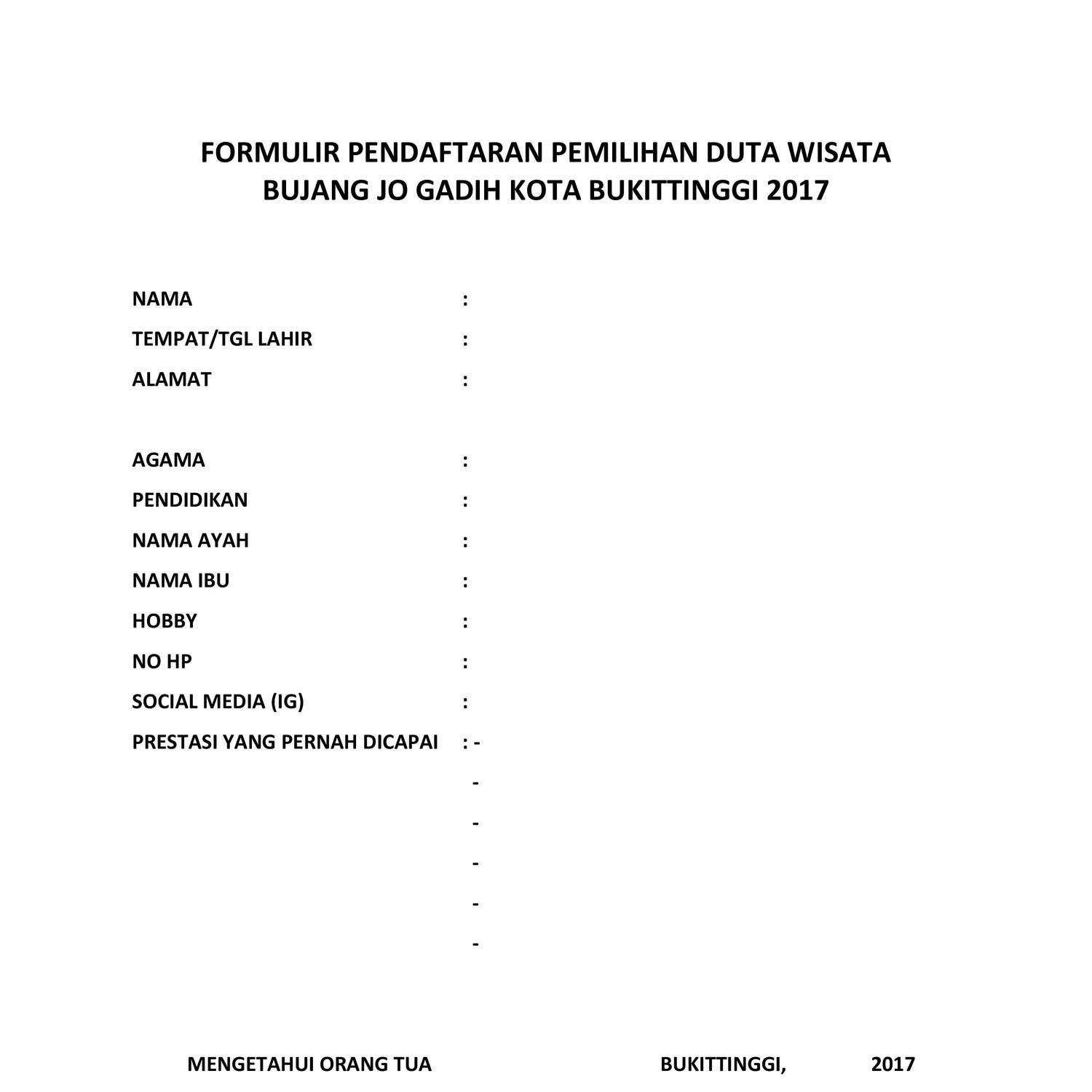 Contoh Formulir Pendaftaran Ketua Rt | Buku Belajar