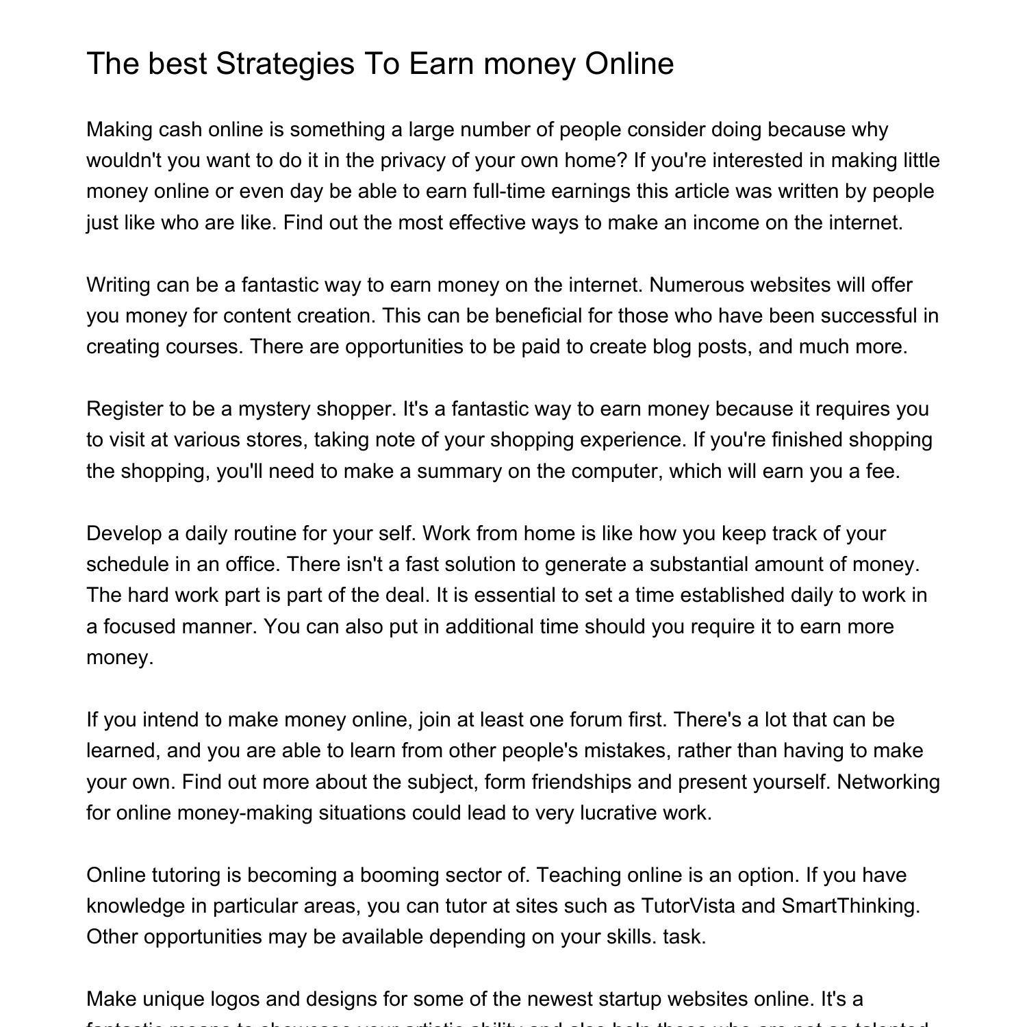 The Most Effective Strategies For Making Money Onlineqgony pdf pdf 