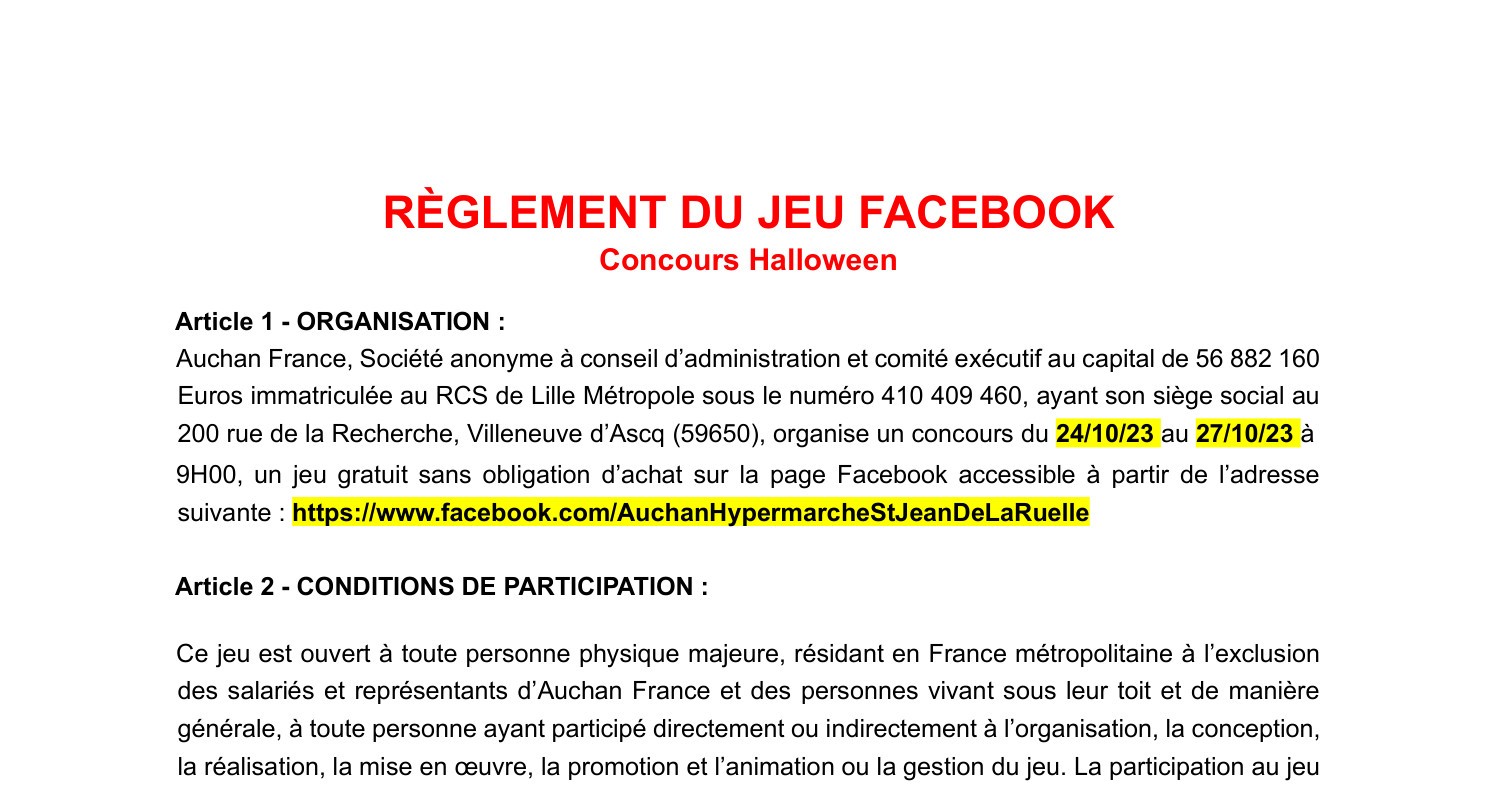 Reglement Jeu Concours Halloween Pdf Docdroid