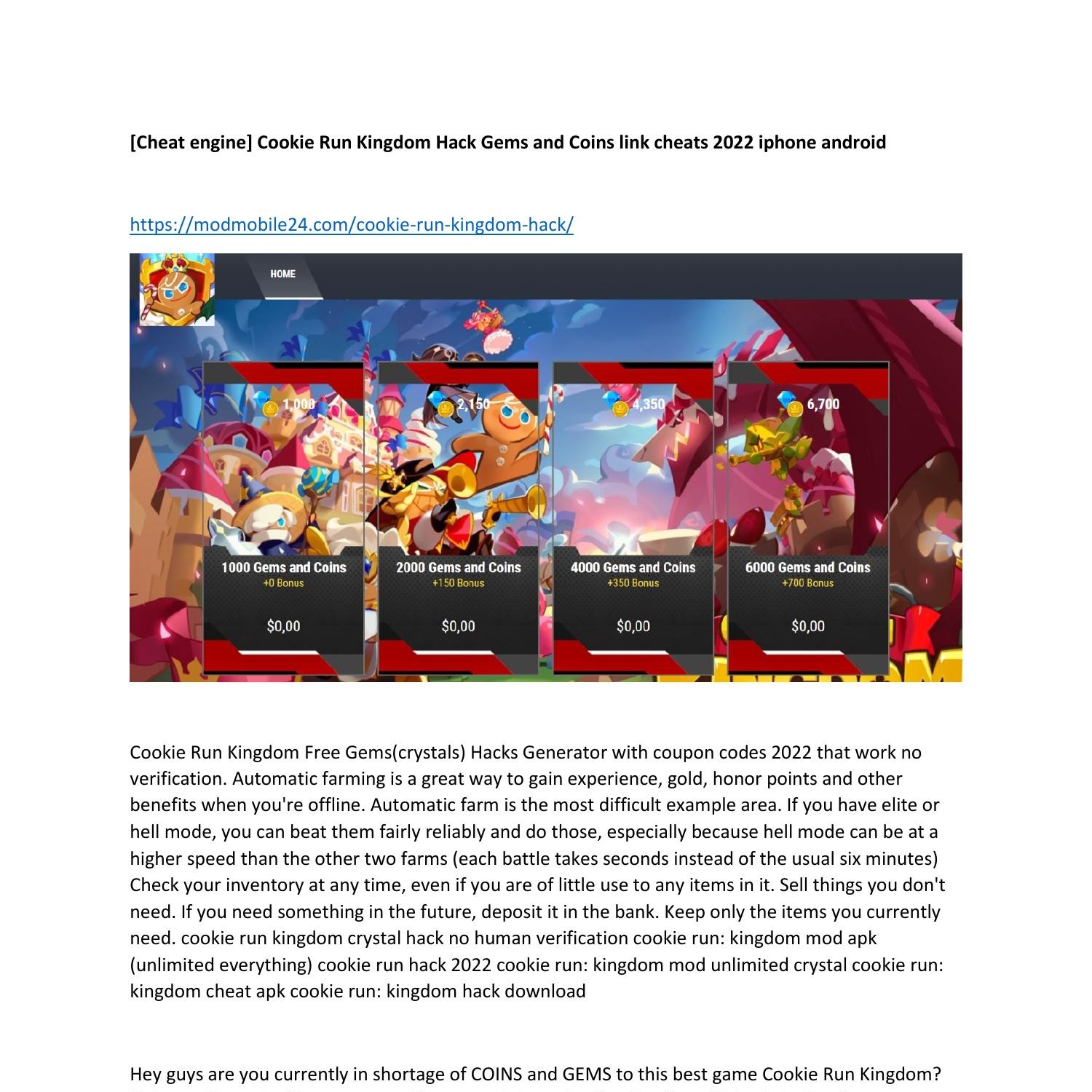 Cheat engine] Cookie Run Kingdom Hack Gems and Coins link cheats