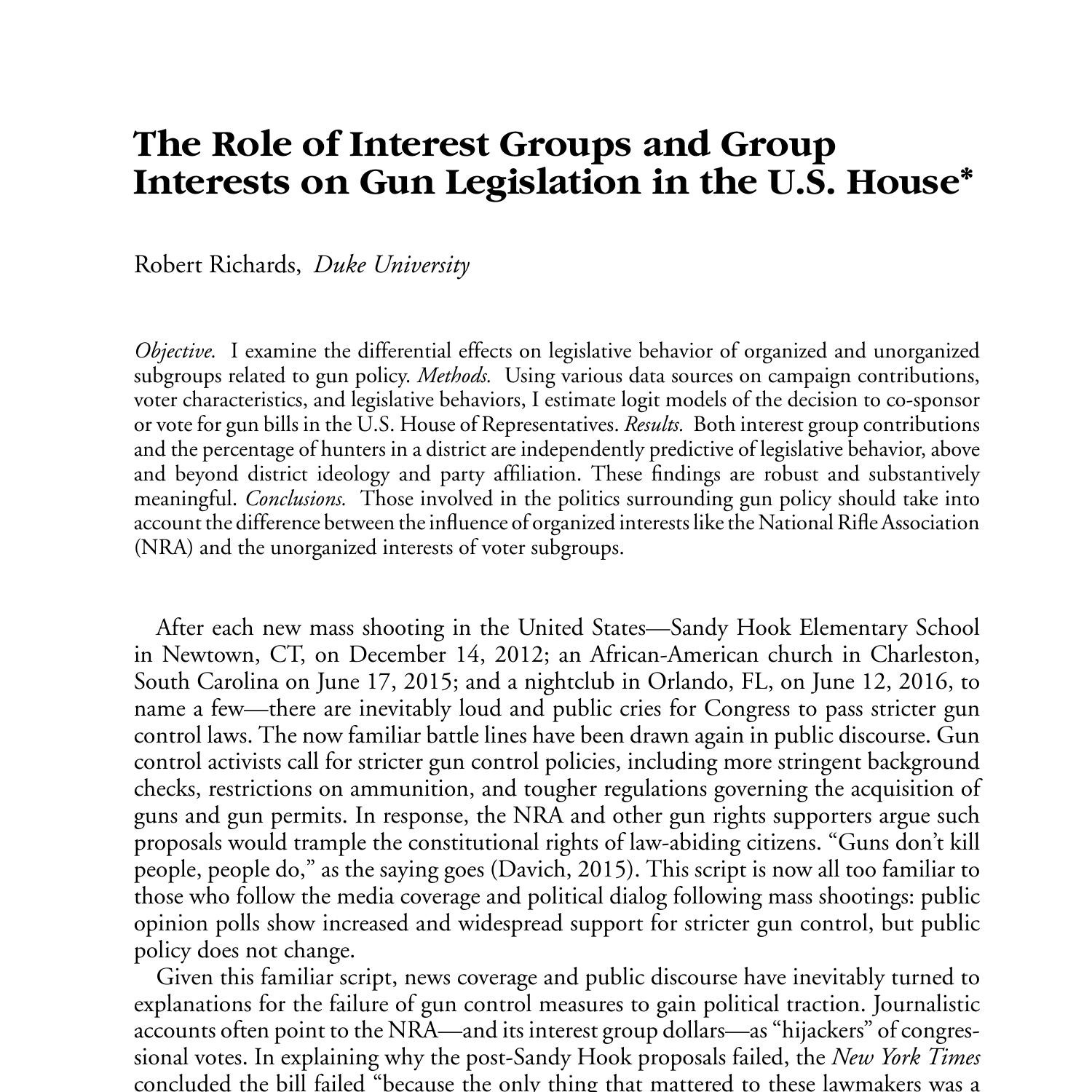 the-role-of-interest-groups-and-group-interests-on-gun-legislation-in