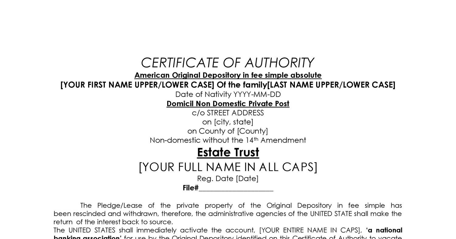 CERTIFICATE OF AUTHORITY doc DocDroid