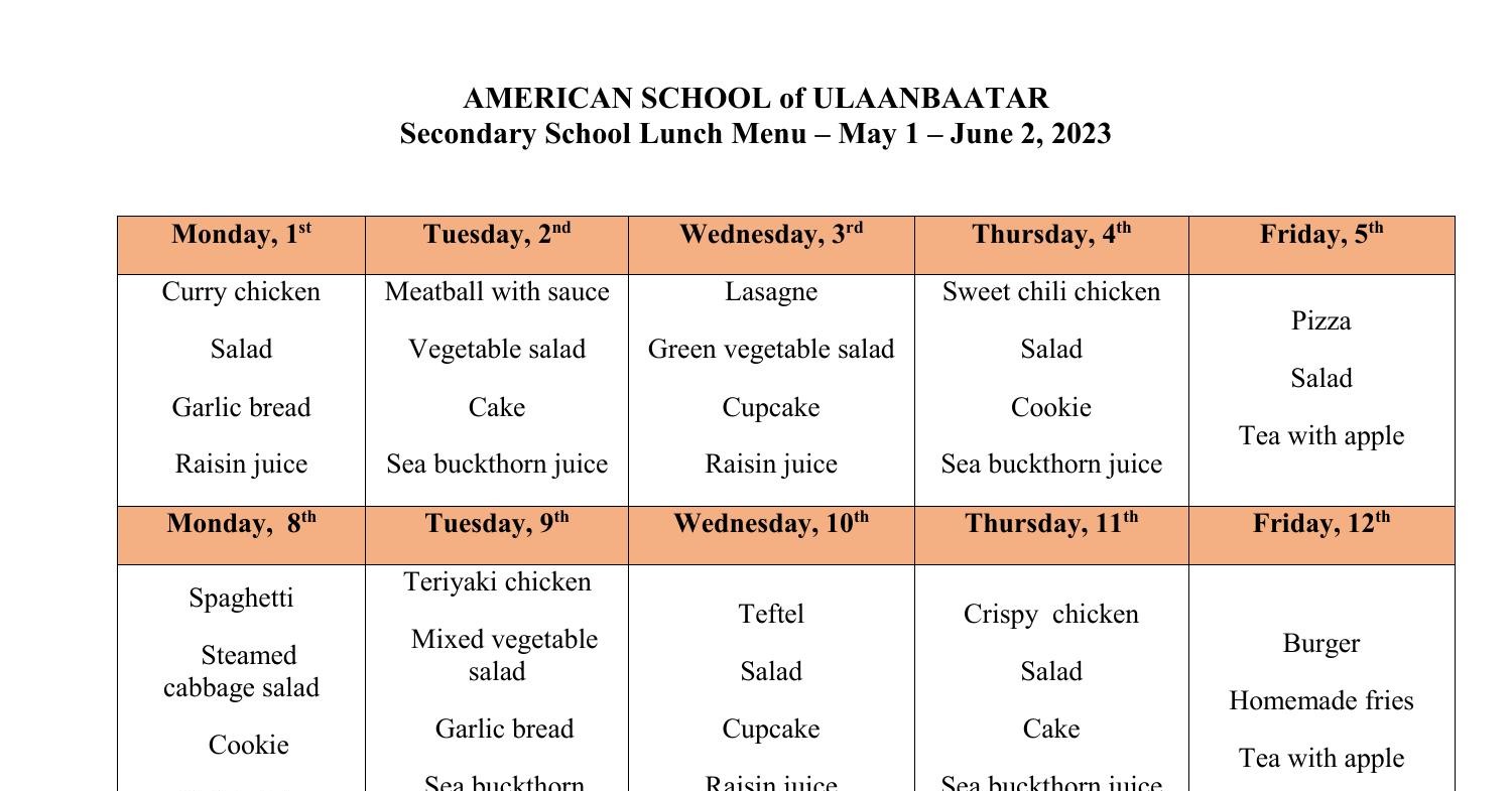 Asu Lunch Menu May Eng Pdf Docdroid