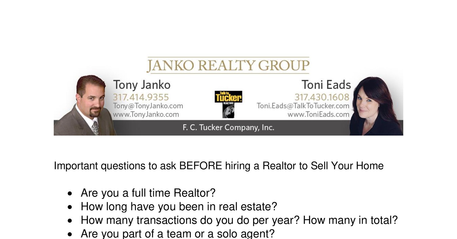 Important Questions To Ask Before Hiring A Realtor To Sell Your Homedocx Docdroid 7366