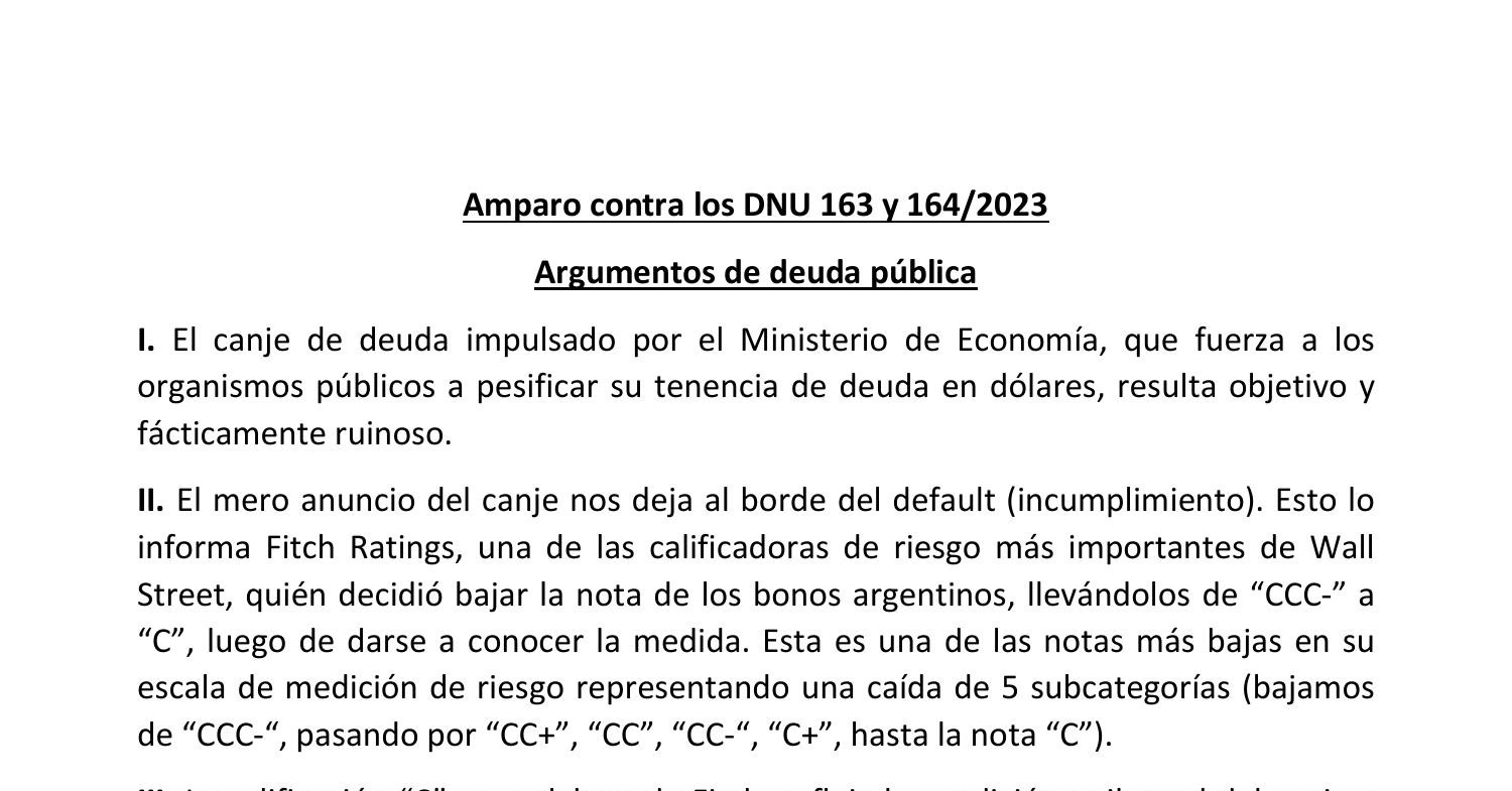 Informe Amparo Contra Los DNU 163 Y 164 - 2023.pdf | DocDroid