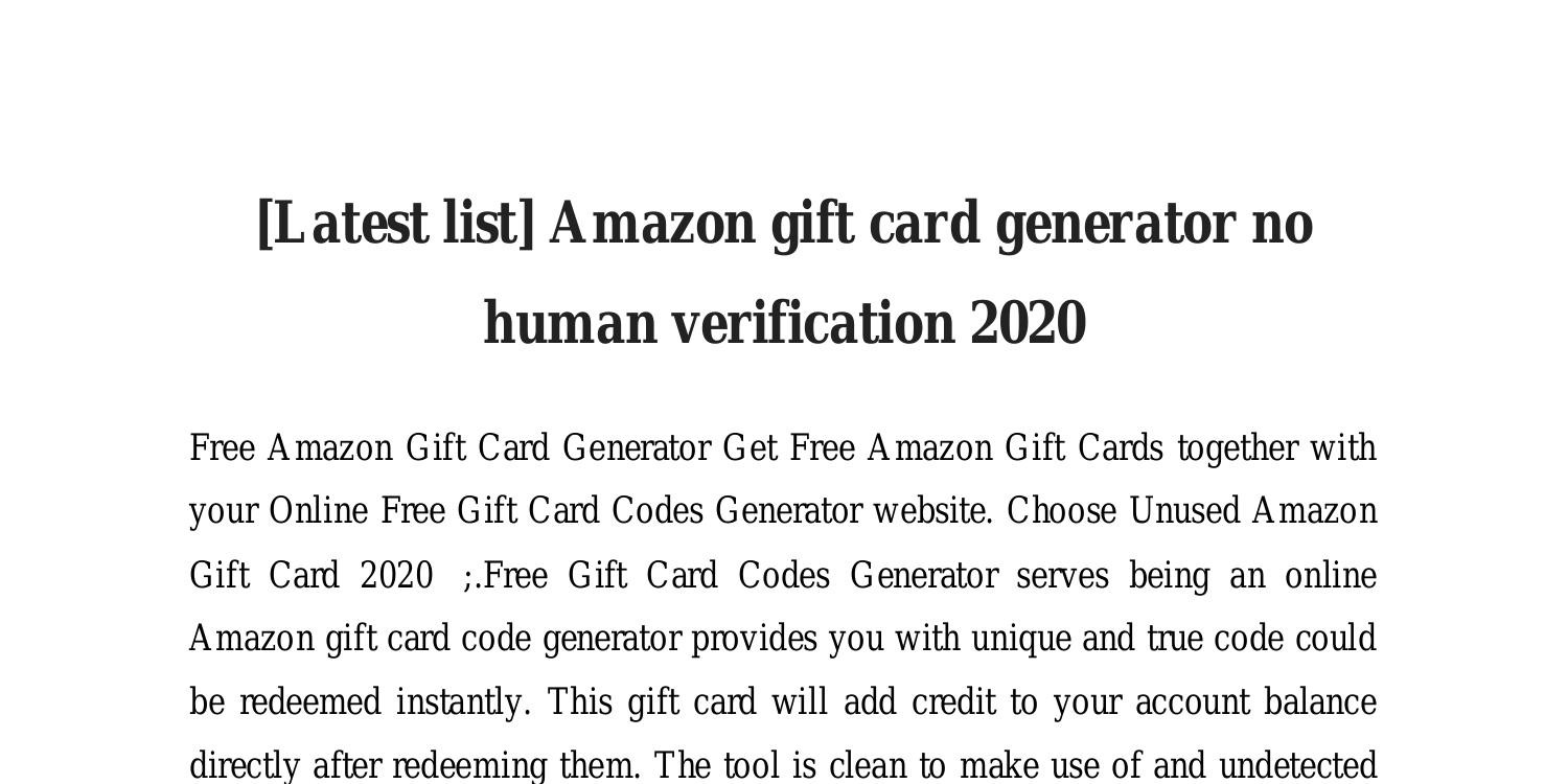 Latest List Amazon Gift Card Generator No Human Verification Pdf Docdroid