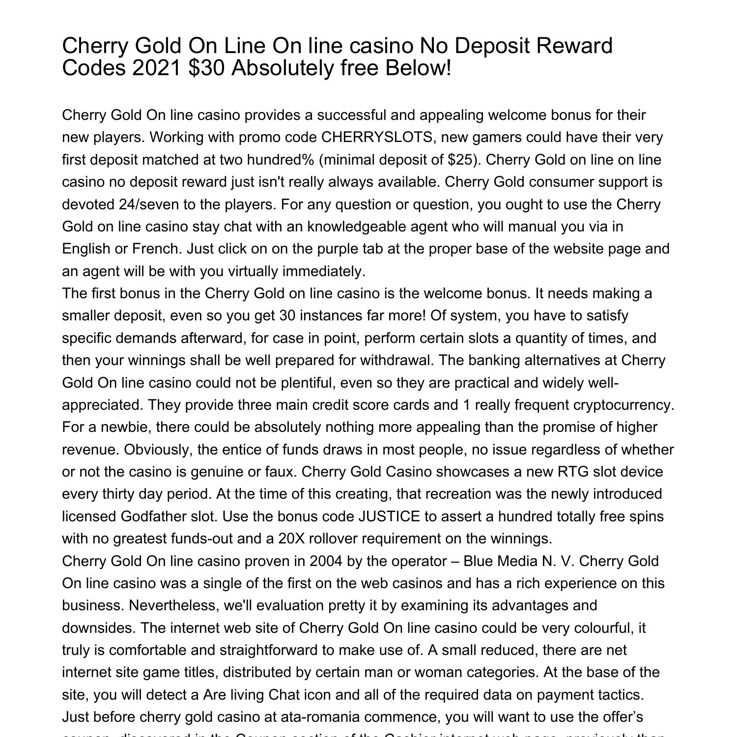 Cherry Gold No Deposit Bonus Code 50 Absolutely free Dec 2021xnuwy.pdf