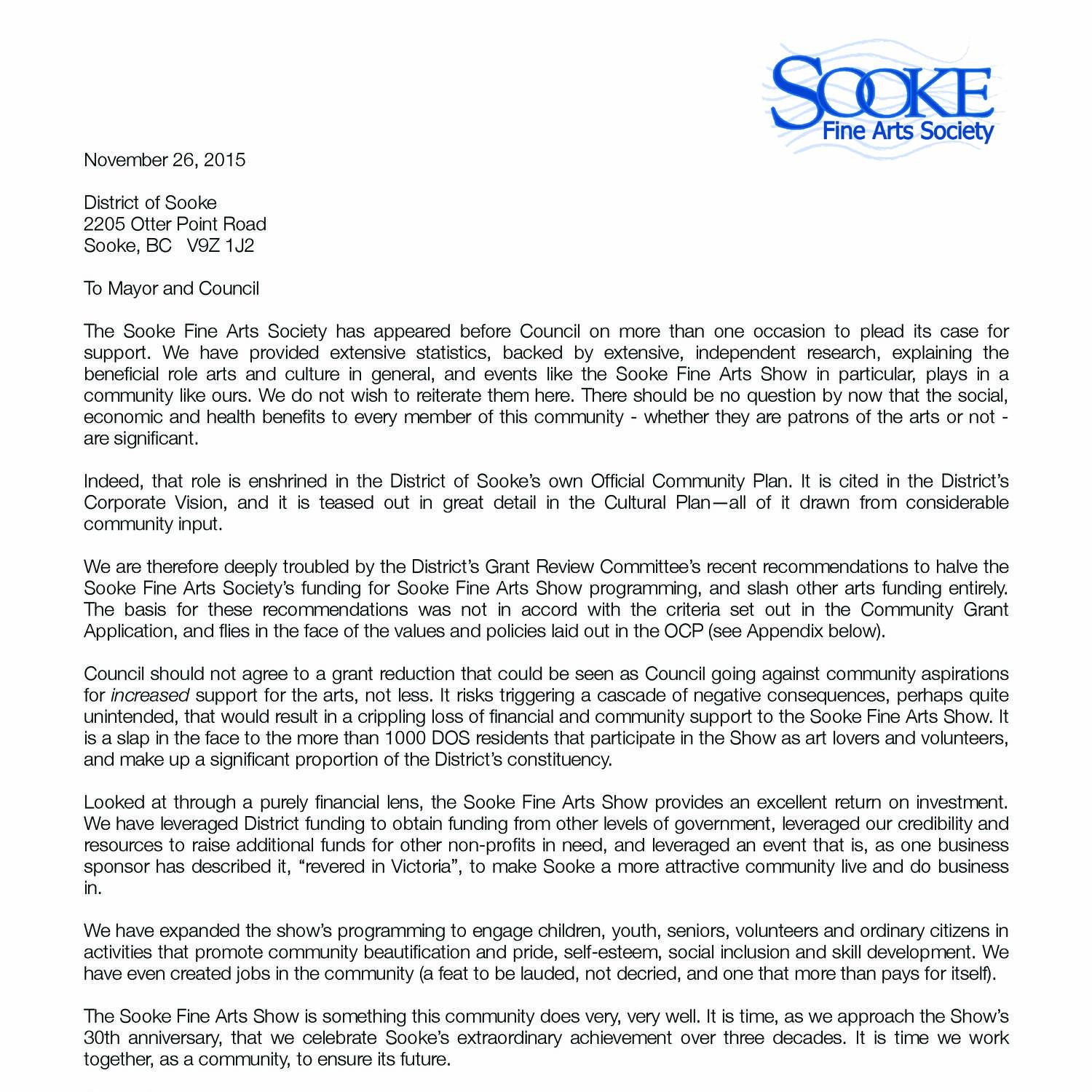 Letter To Mayor And Council Regarding Grant Recommendations Pdf Docdroid