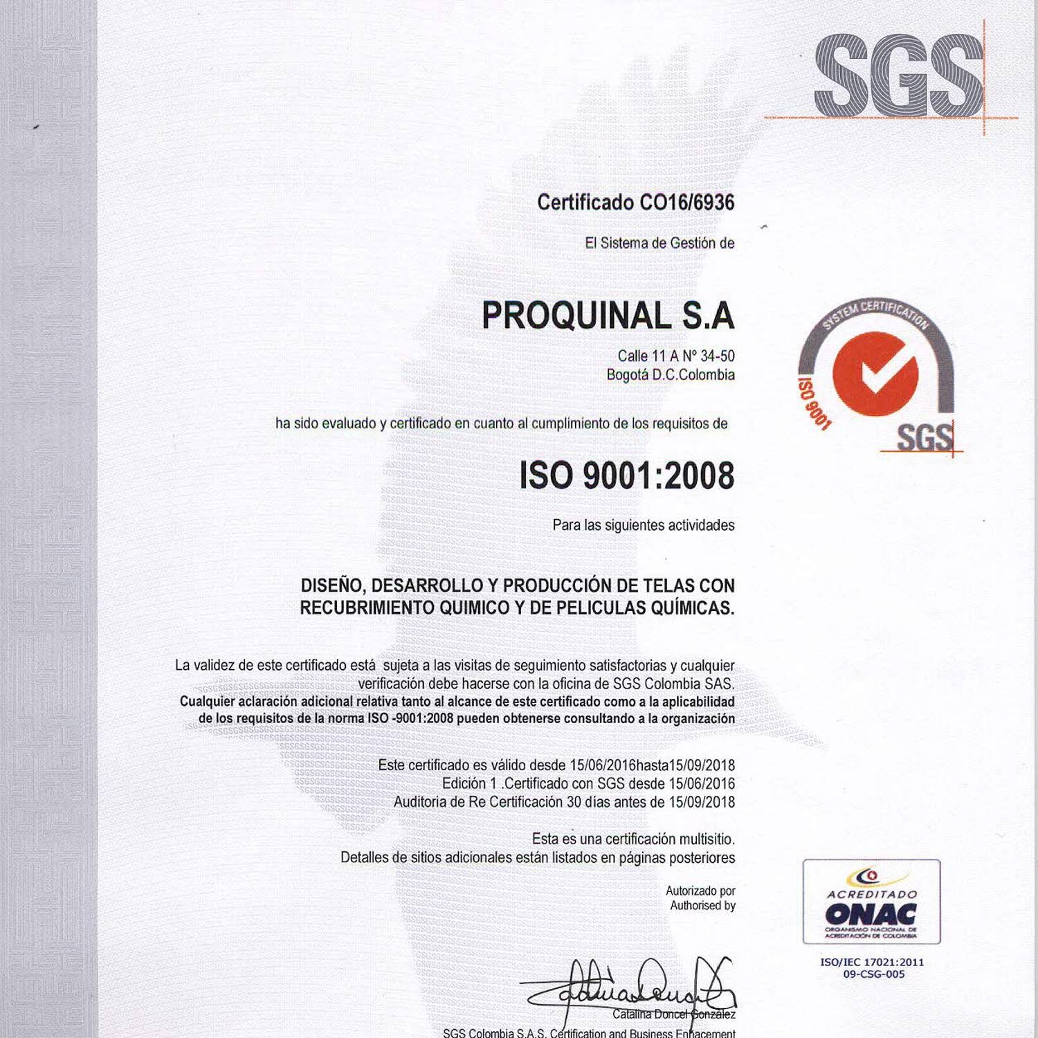 Certificado UNE EN ISO 9001 2008 para Lana - Ursa