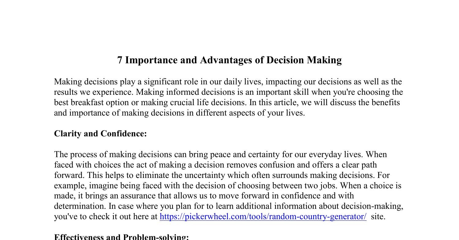 article review on decision making pdf