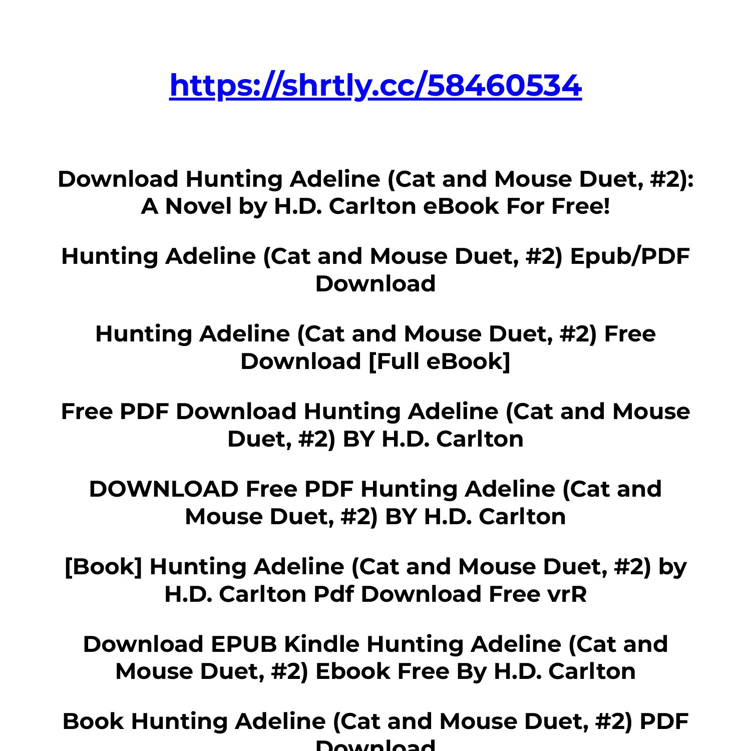 Download PDF Hunting Adeline (Cat And Mouse Duet, #2) Ebook Free By H.D ...