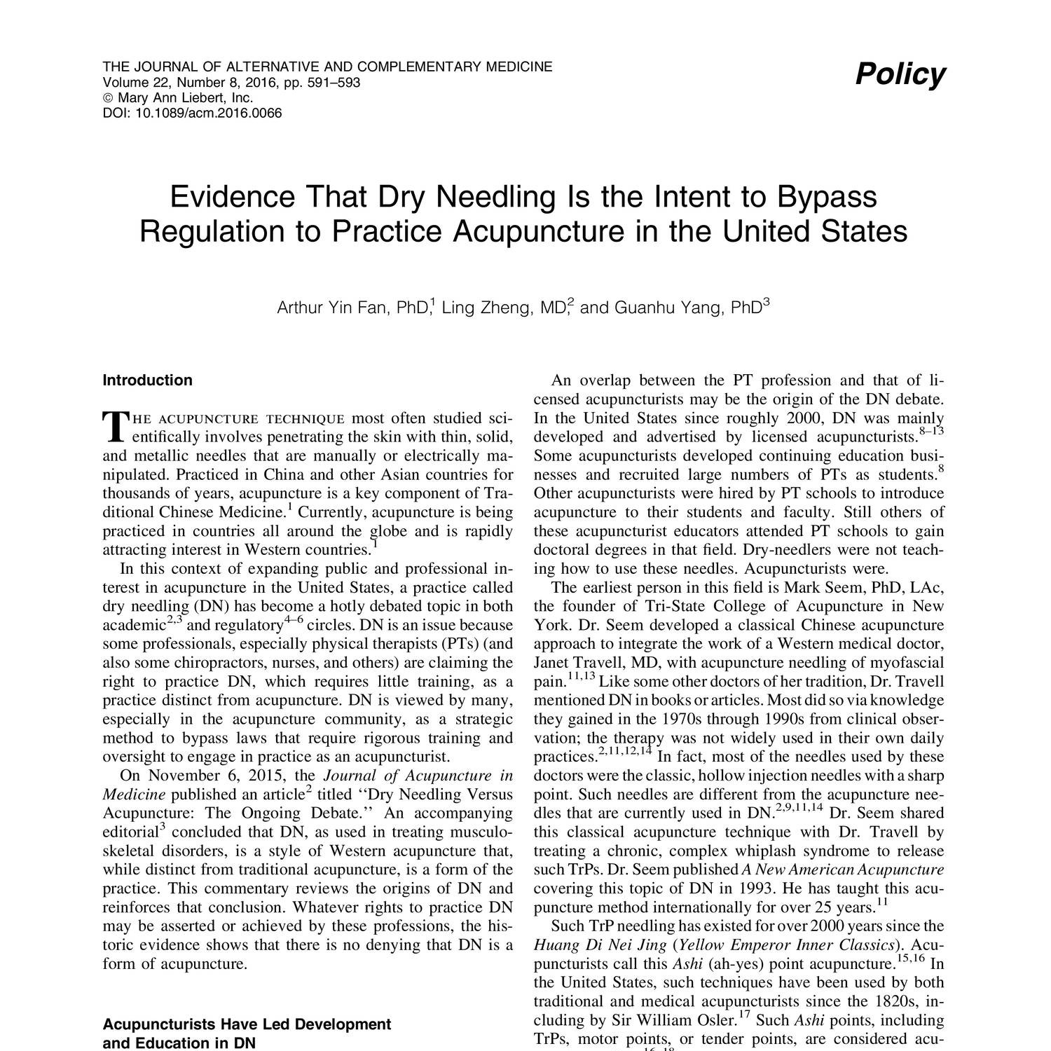 evidence-that-dry-needling-is-the-intent-to-bypass-regulation-to