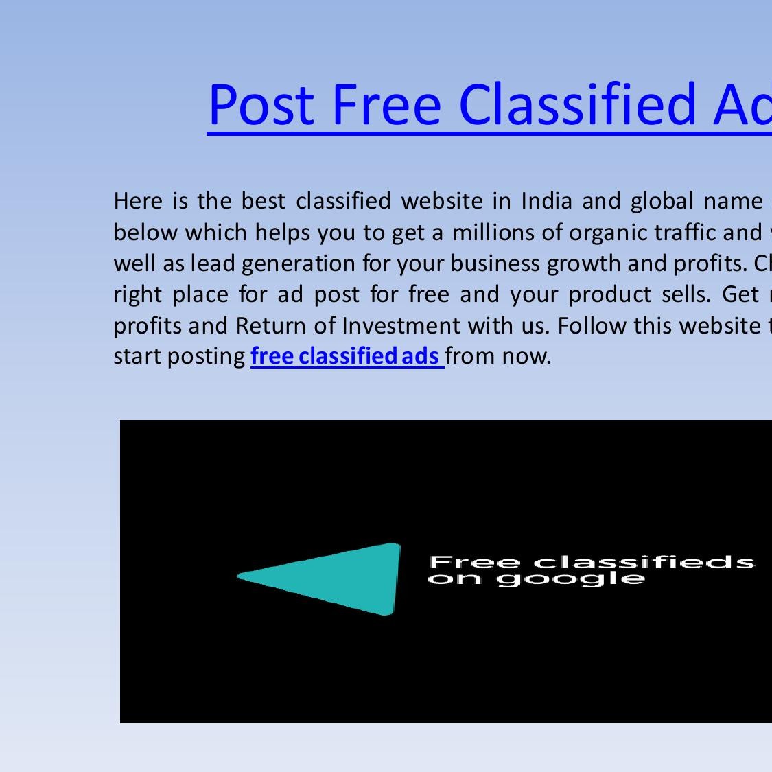 Free Classified Ads Posting Website Without Registration.pdf | DocDroid