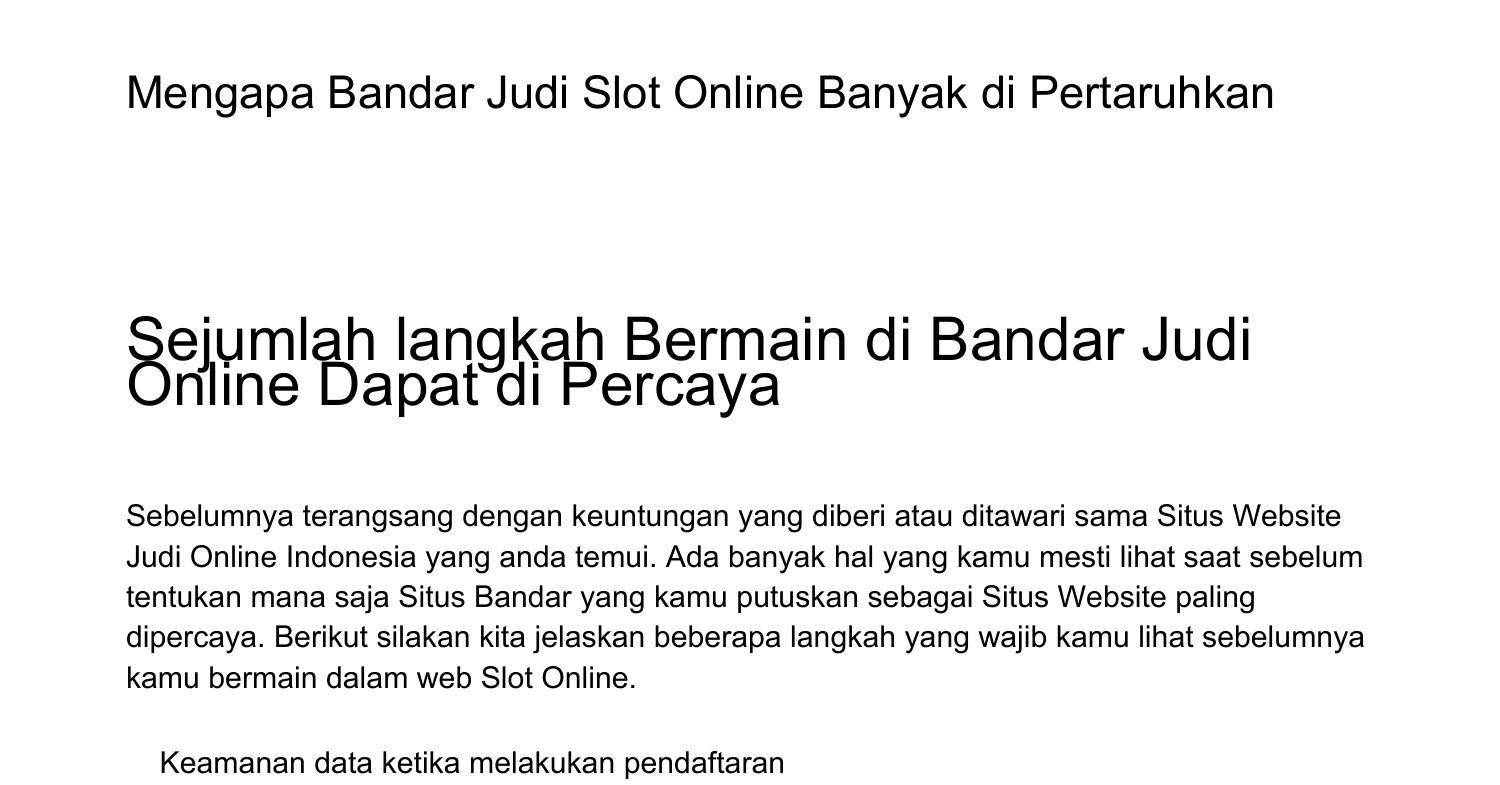 Situs Judi Online Terlengkap Serta Ternama Beroperasi Resmi Di ...