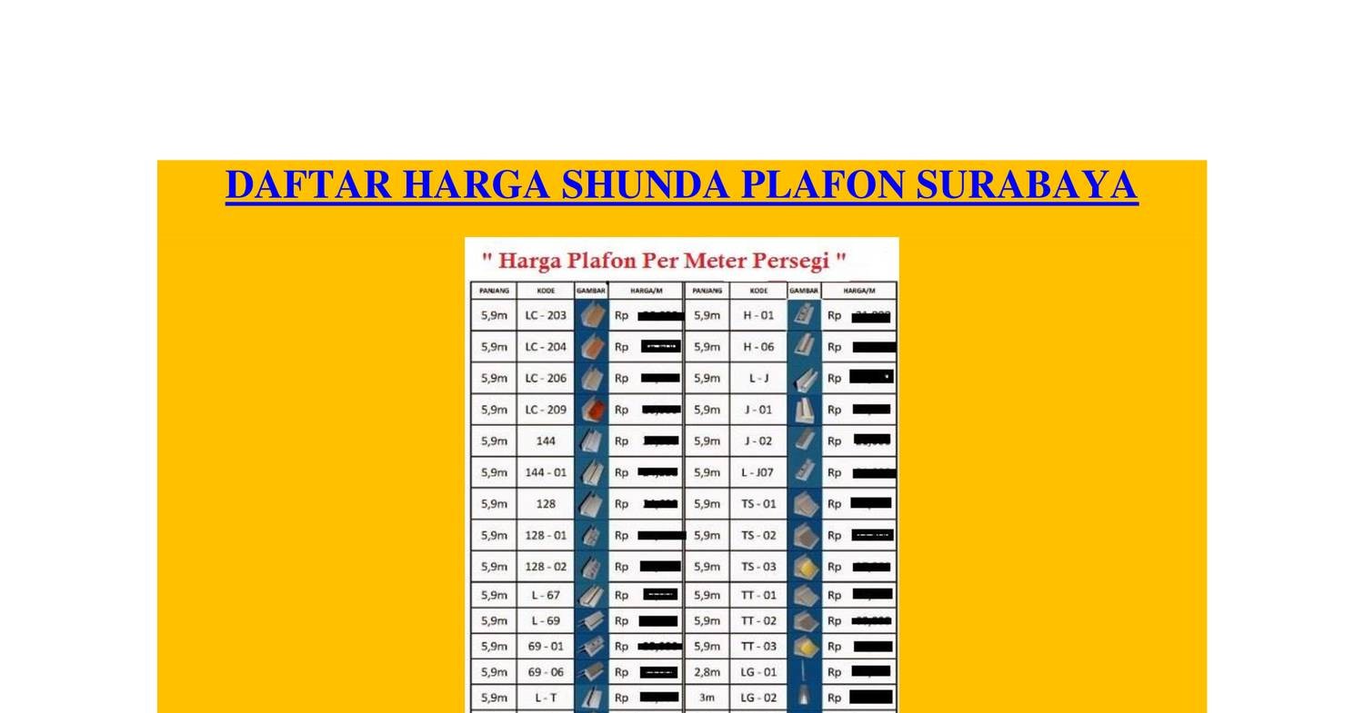 DAFTAR HARGA SHUNDA PLAFON SURABAYA - 081229958565.docx | DocDroid