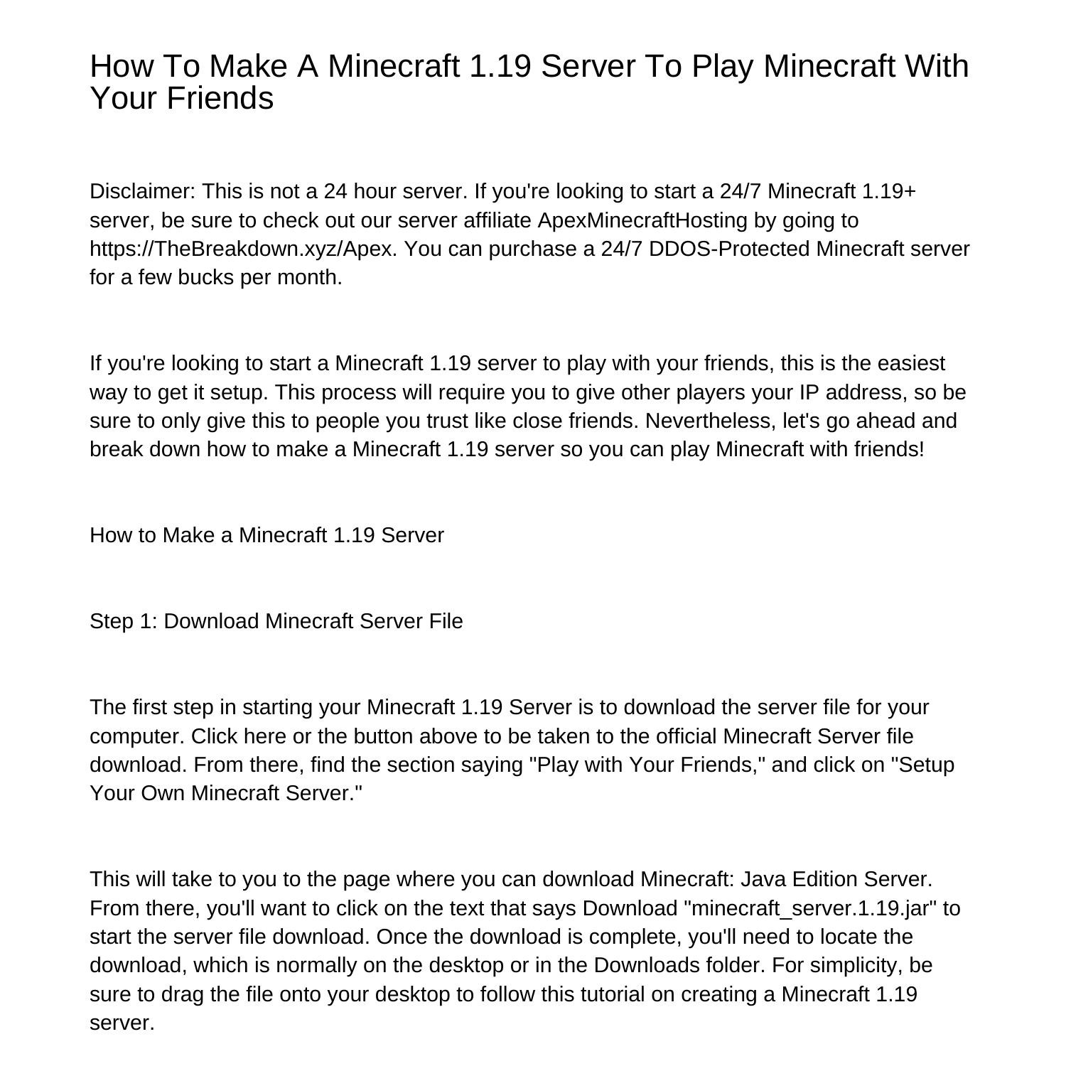 how-to-make-a-minecraft-119-server-to-play-minecraft-with-your