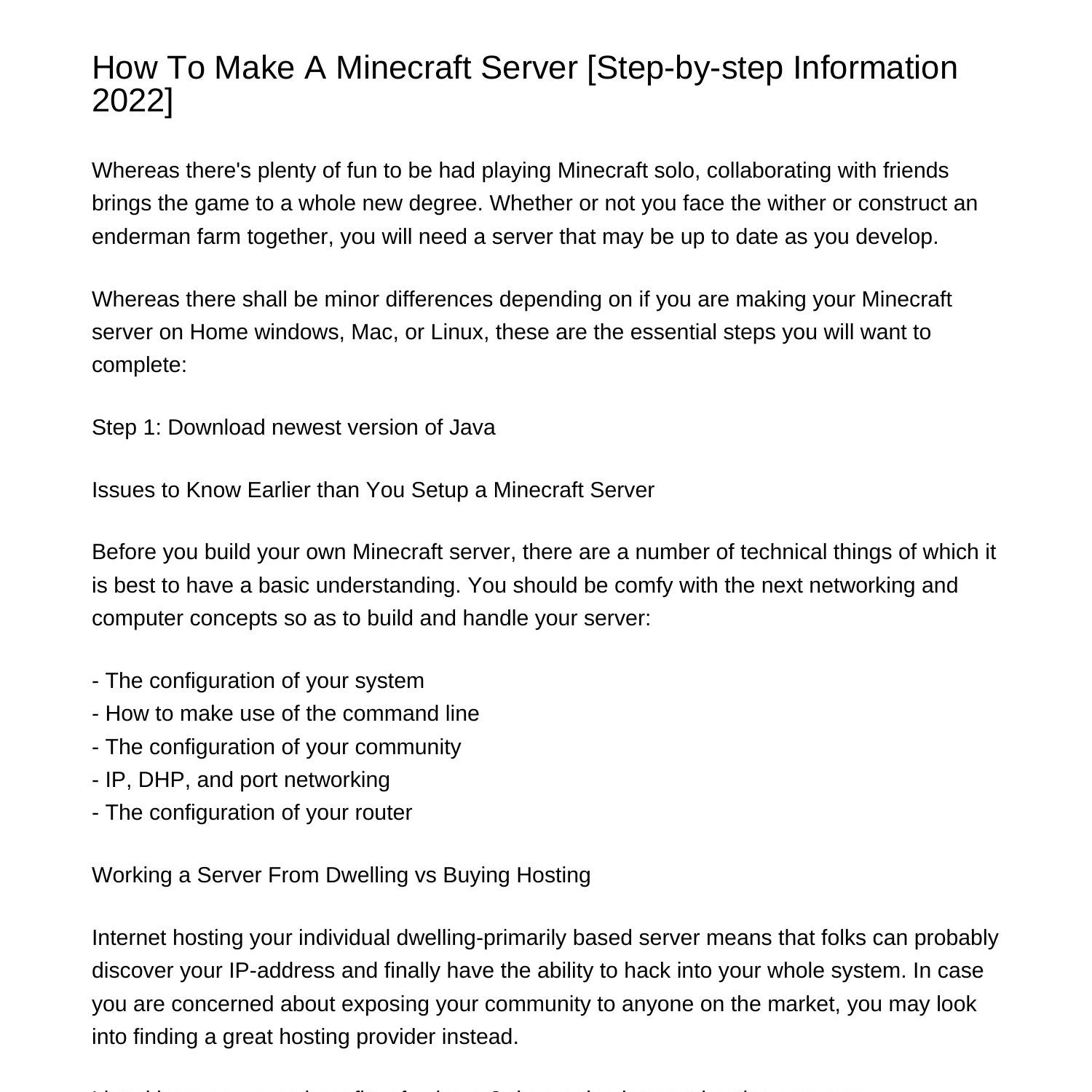 how-to-make-a-minecraft-server-stepbystep-information-2022tgrxy-pdf-pdf